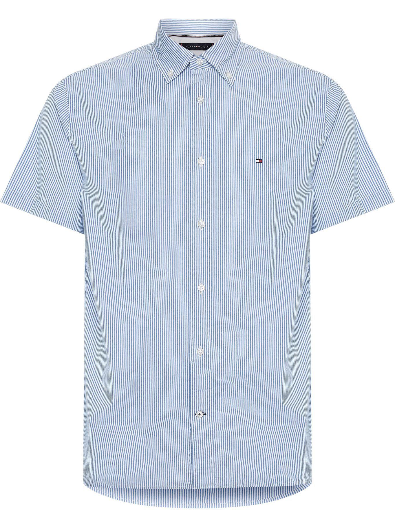 Camisa De Rayas Con Logo Celeste Tommy Hilfiger-0