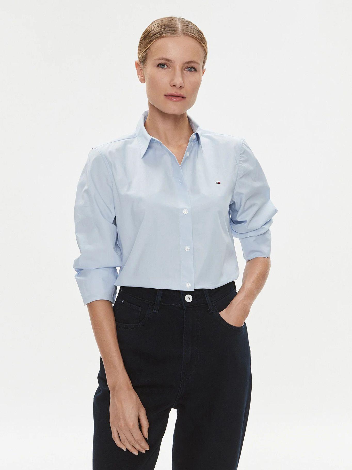 CAMISA SOLID E ALGODÓN ORGÁNICO CELESTE TOMMY HILFIGER-0