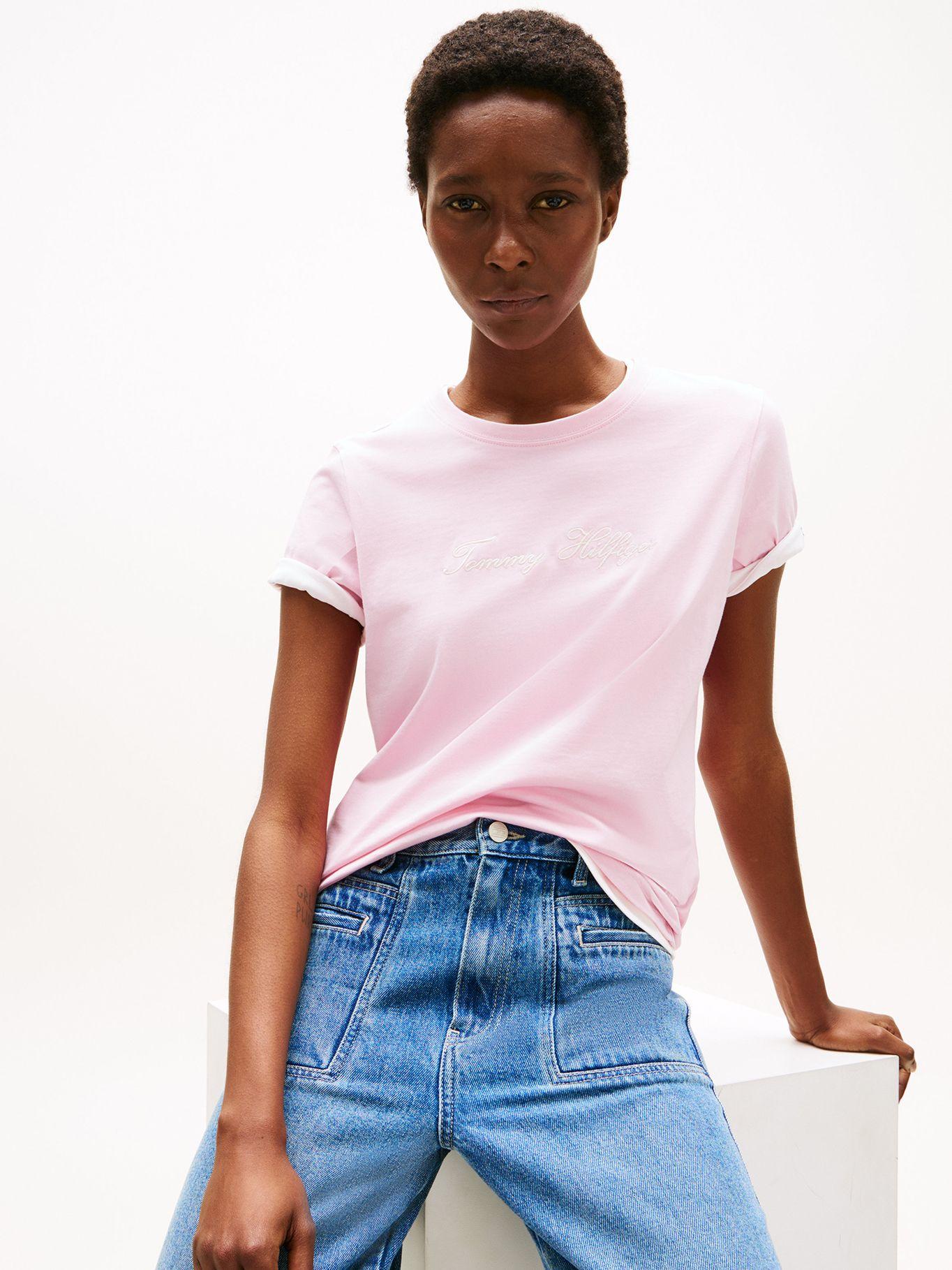 Polera Con Logo Bordado Rosado TOL Tommy Hilfiger-3