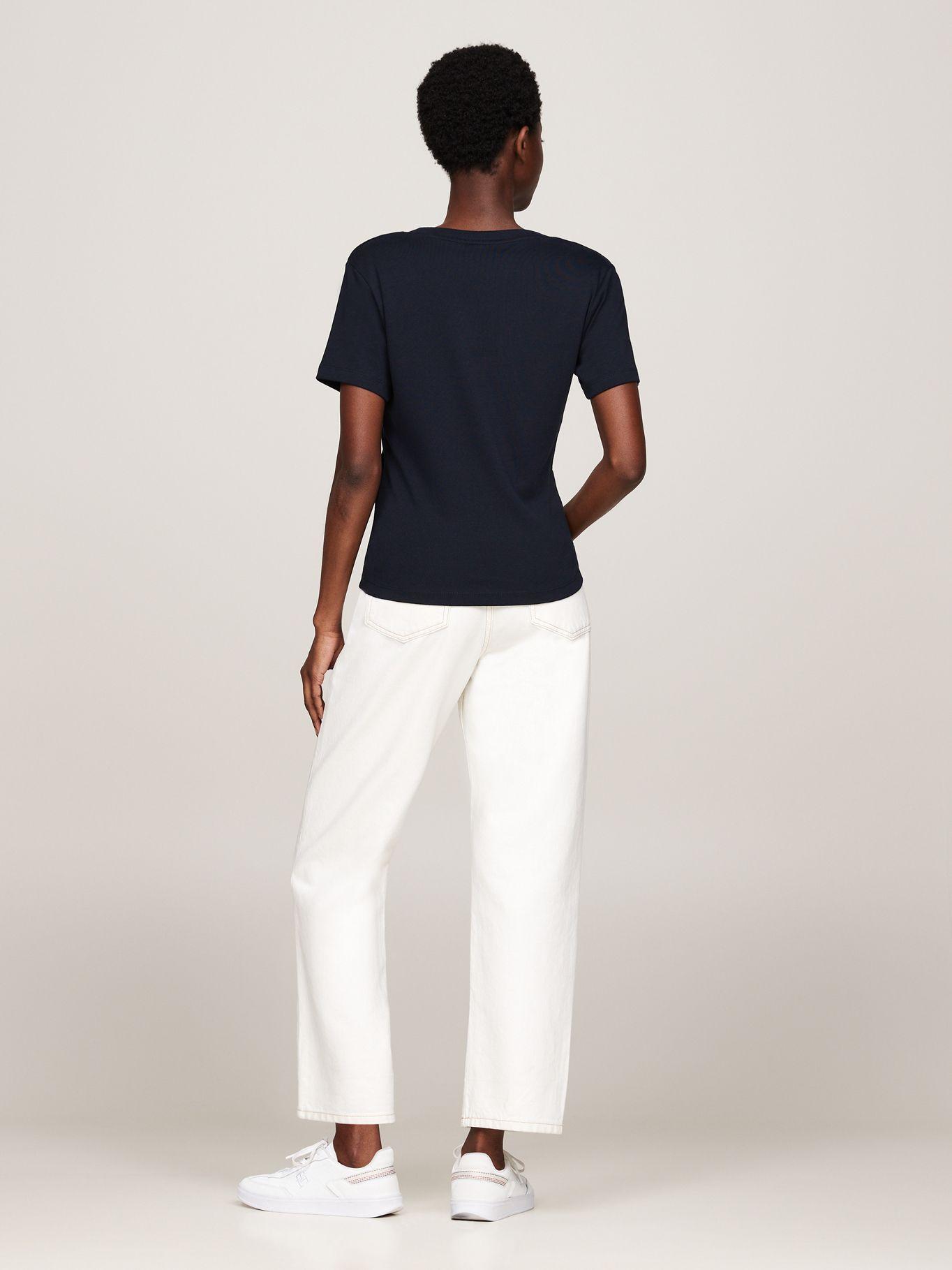 Polera A Rayas V-Neck Slim Fit Azul Tommy Hilfiger-2