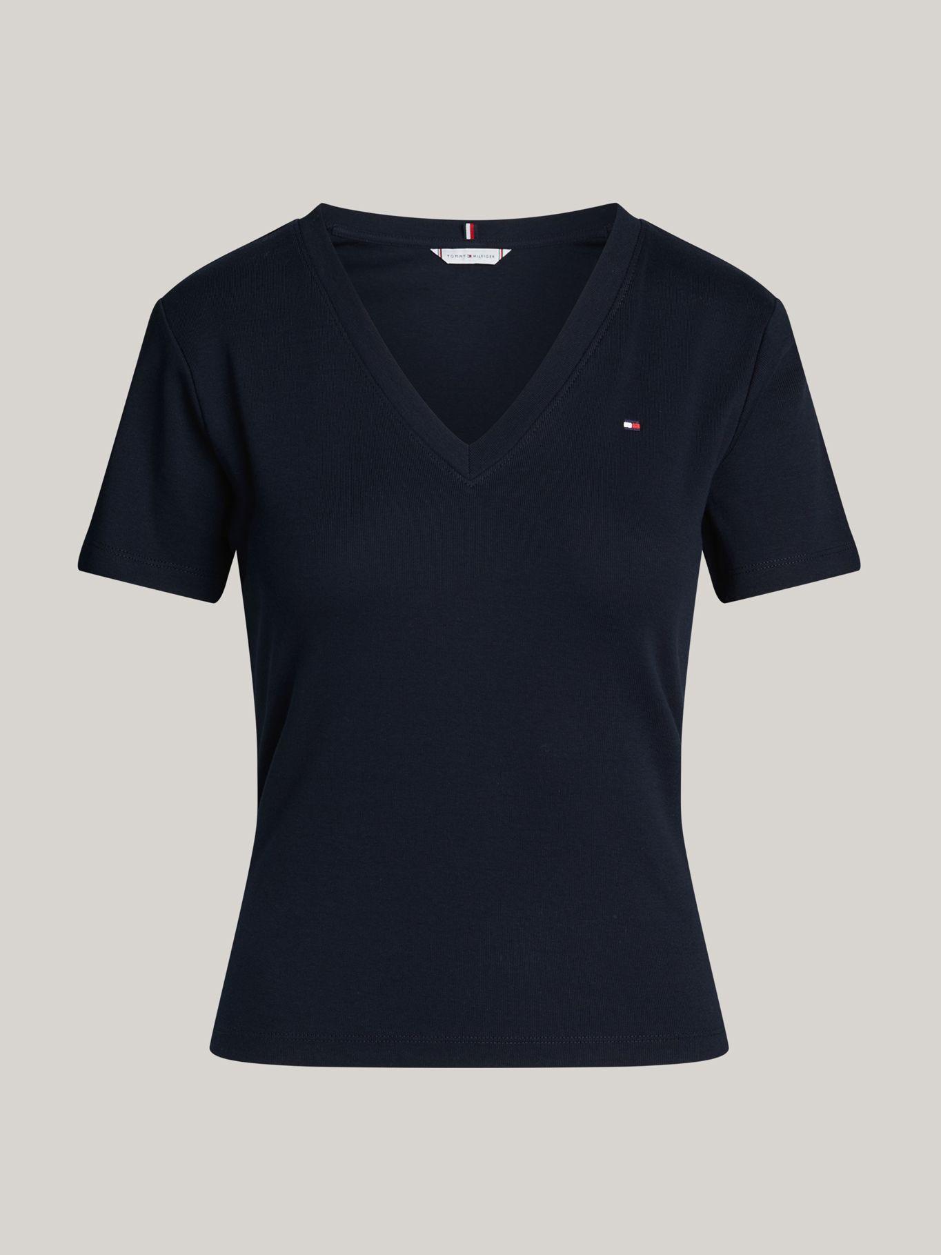 Polera A Rayas V-Neck Slim Fit Azul Tommy Hilfiger-4