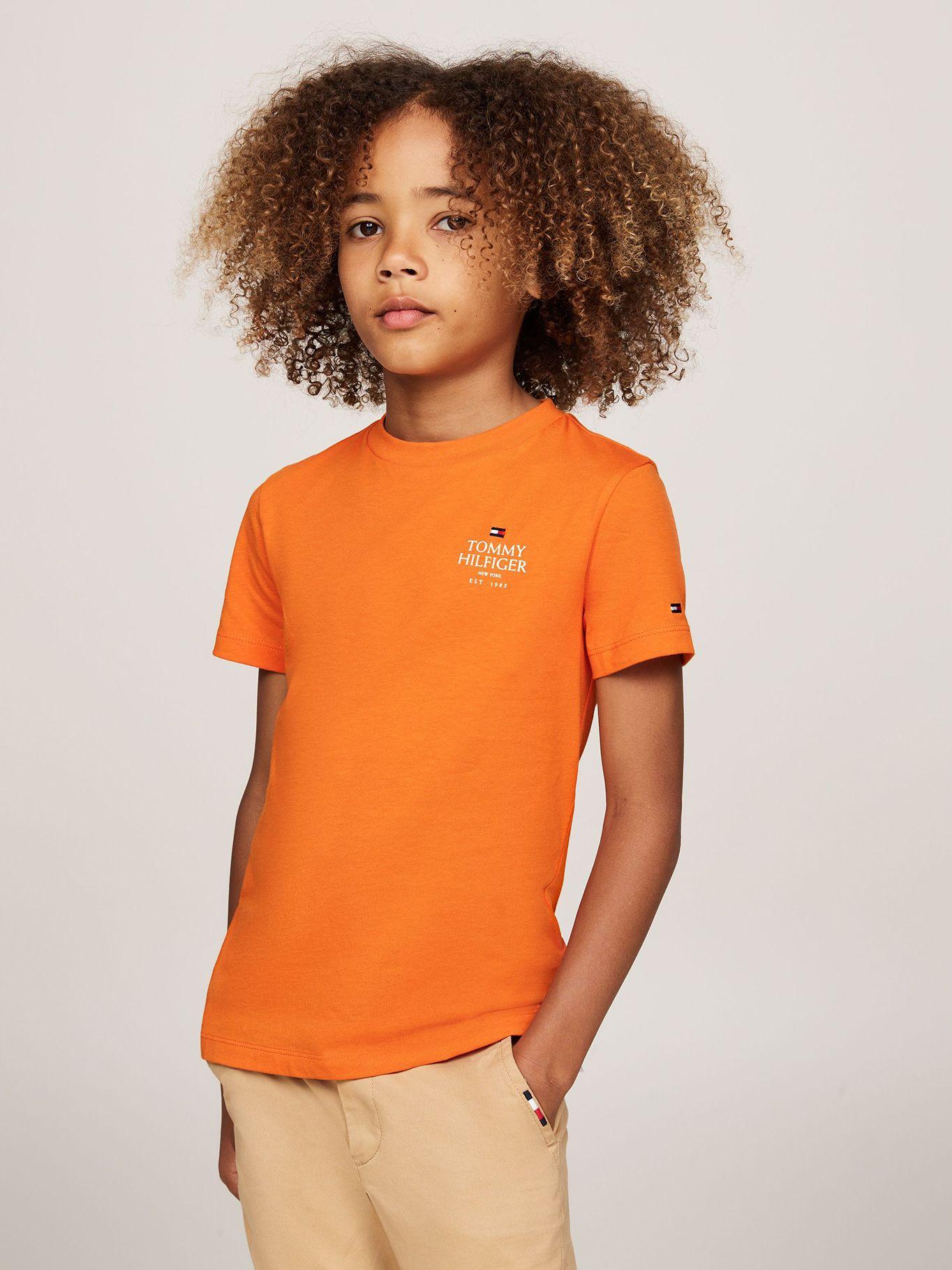 Polera De Niño Con Logo Gráfico Naranjo Tommy Hilfiger-0