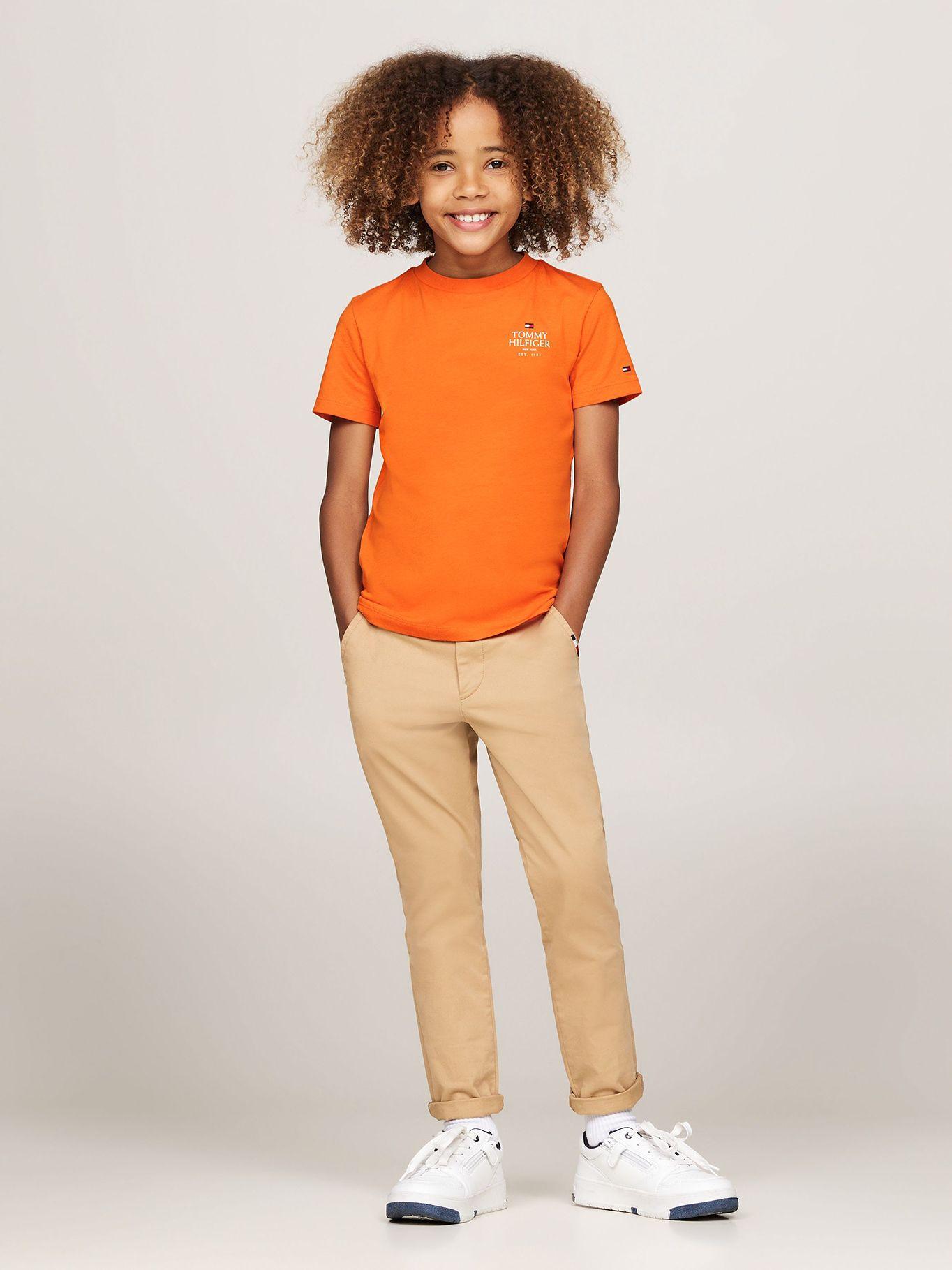 Polera De Niño Con Logo Gráfico Naranjo Tommy Hilfiger-1
