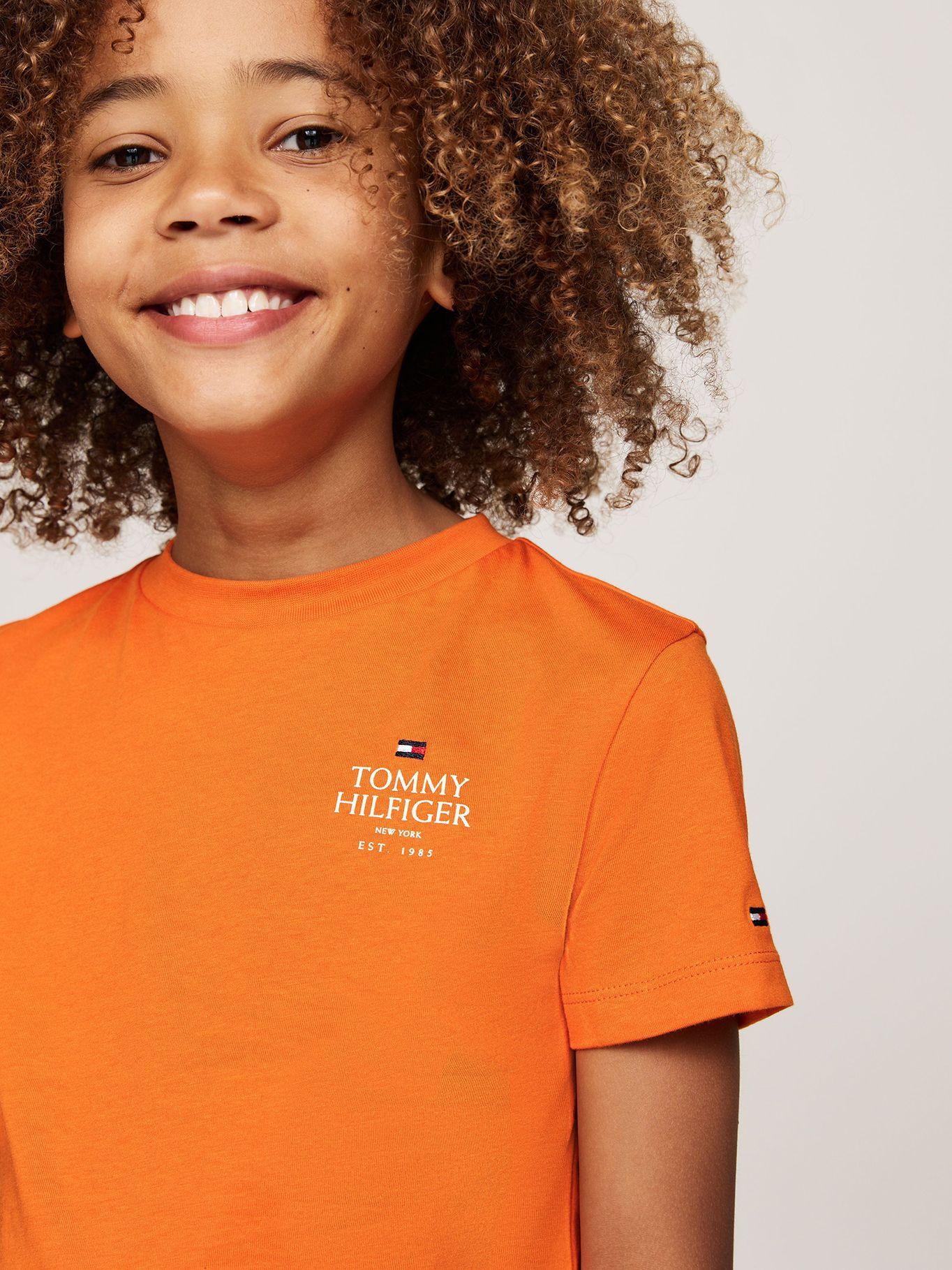 Polera De Niño Con Logo Gráfico Naranjo Tommy Hilfiger-3