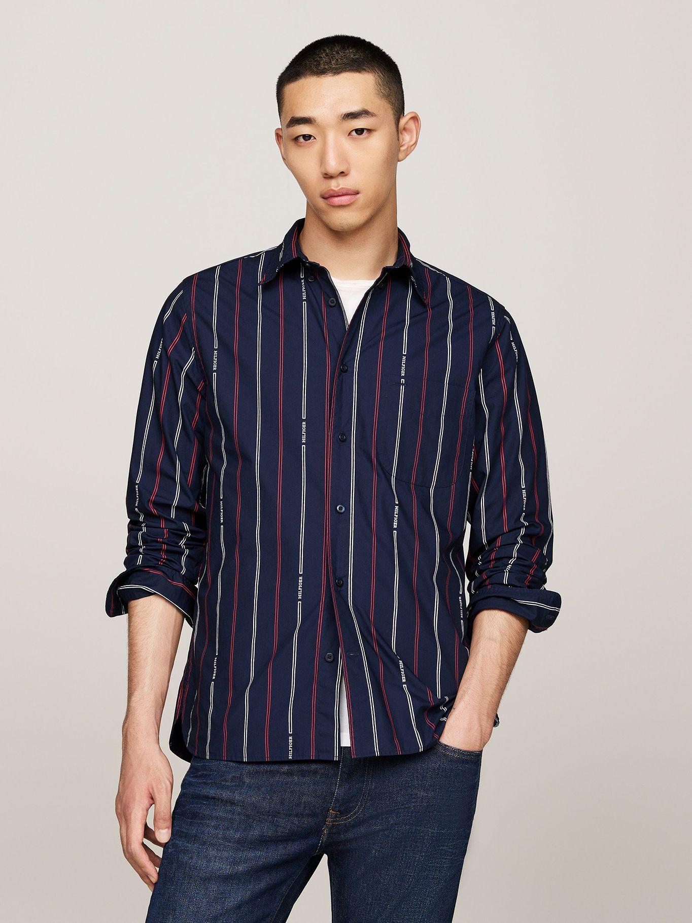 Camisa Monotype Logo Regular Fit Azul Tommy Hilfiger-0