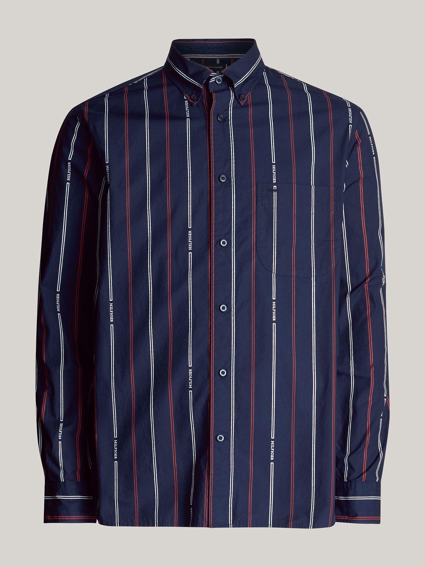 Camisa Monotype Logo Regular Fit Azul Tommy Hilfiger-4