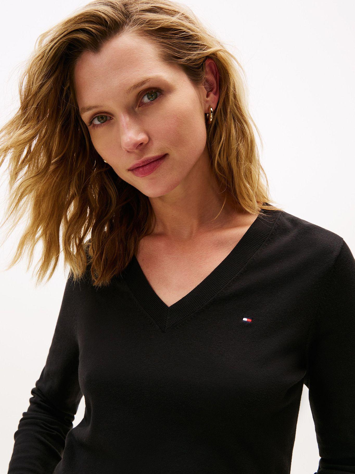 Sweater Solid V-Neck Negro Tommy Hilfiger-3