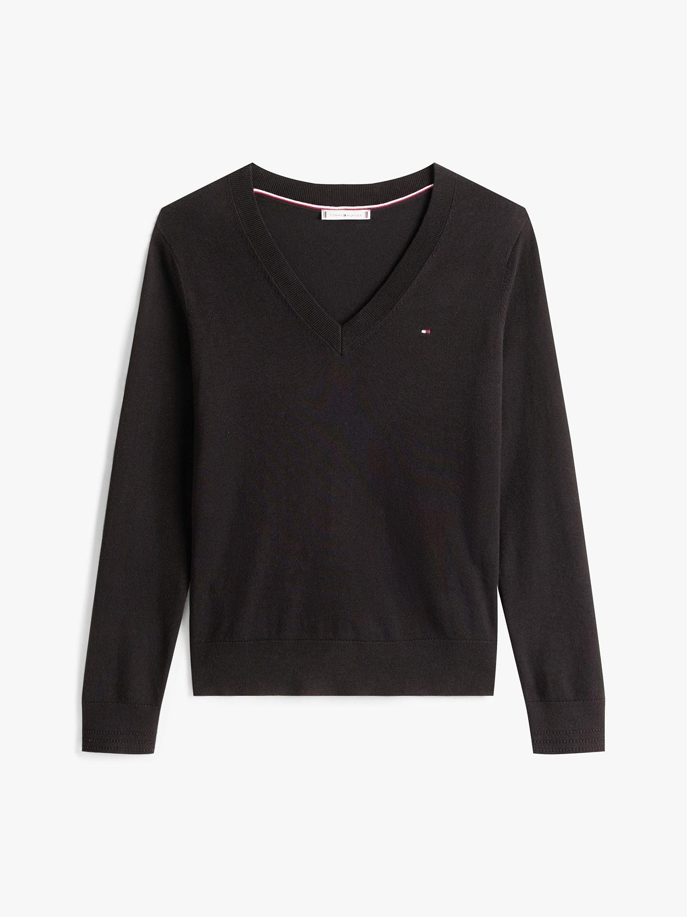 Sweater Solid V-Neck Negro Tommy Hilfiger-4