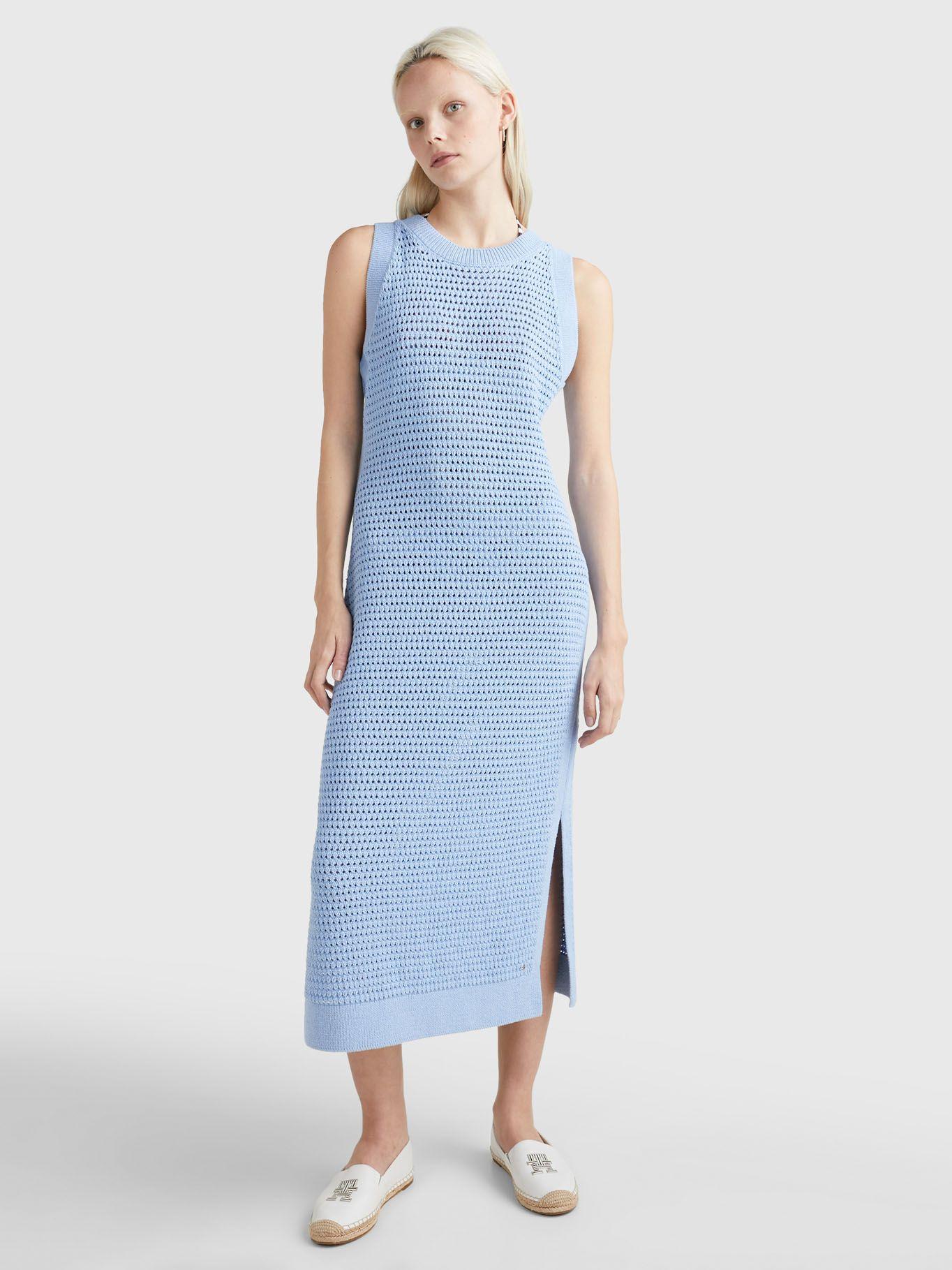Vestido Midi Tejido Celeste Tommy Hilfiger-0