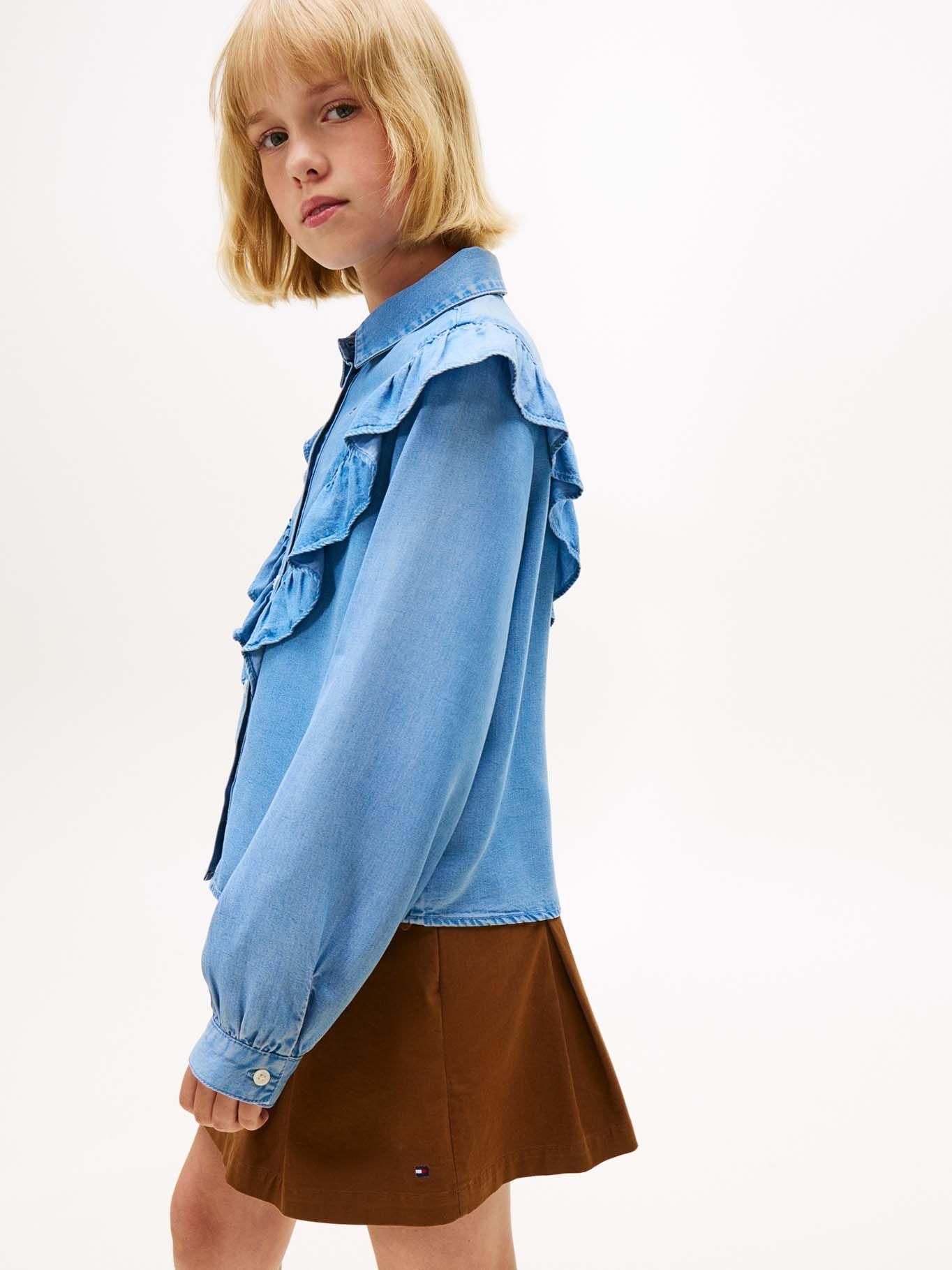 Blusa Con Volantes Azul Tommy Hilfiger CD-3