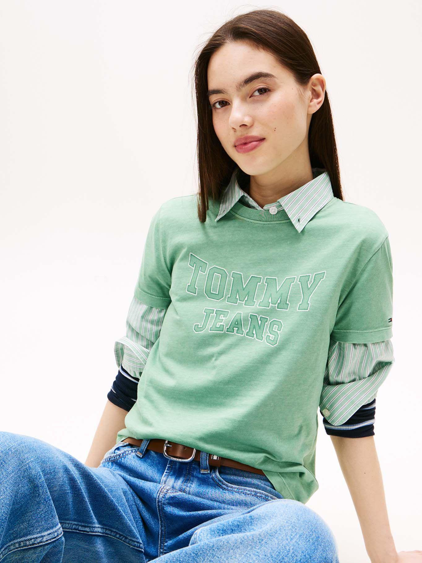 Polera Regular Fit Logo Varsity Verde Tommy Jeans-3