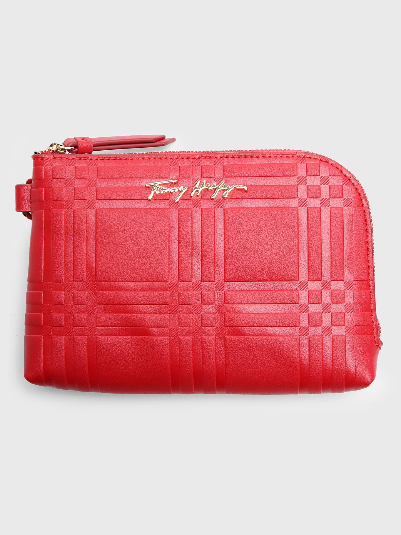 Tarjetero Con Cierre Print Tartán Rojo Tommy Hilfiger-0