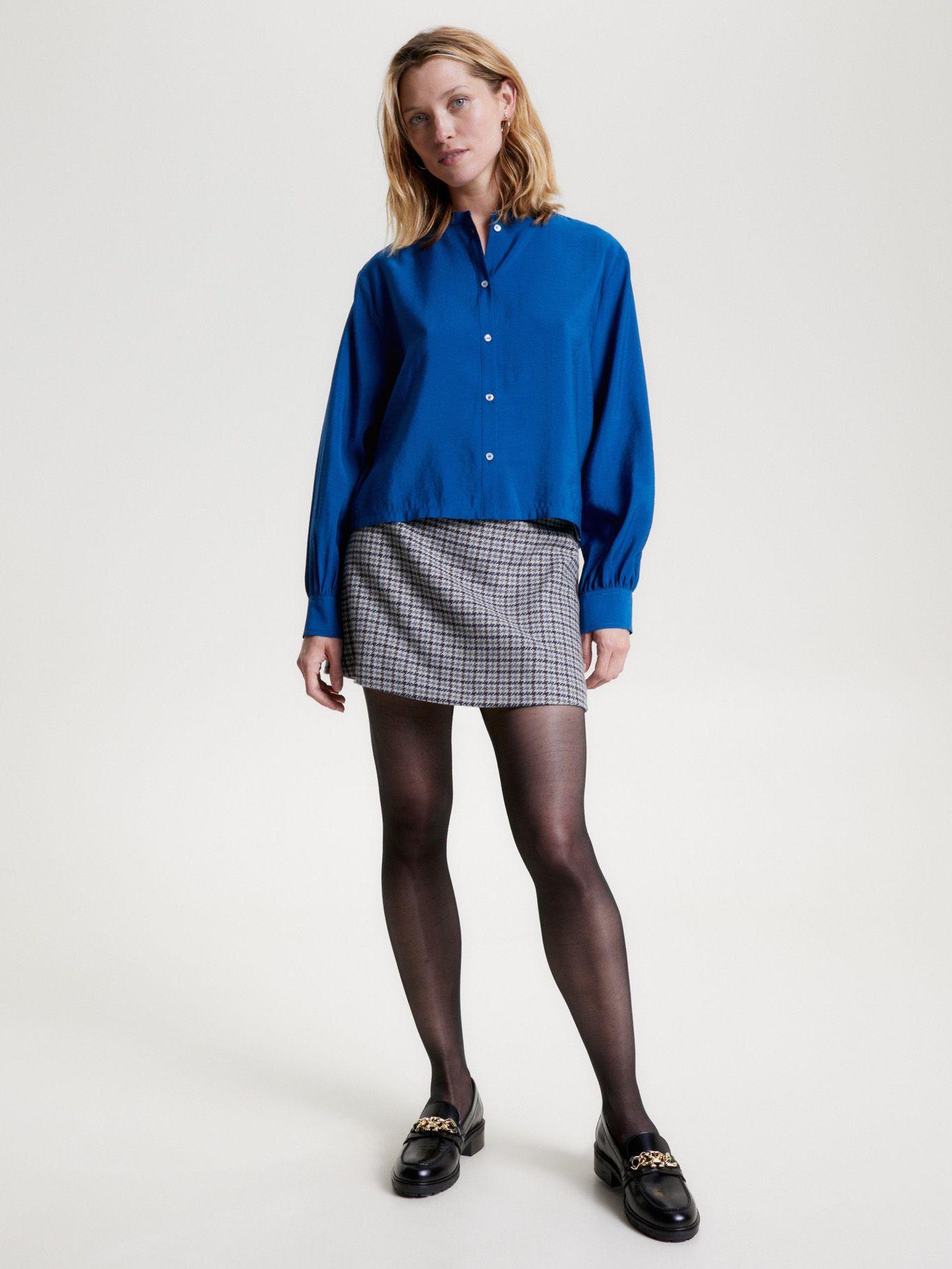Camisa Sin Cuello Cropped Azul Tommy Hilfiger-1