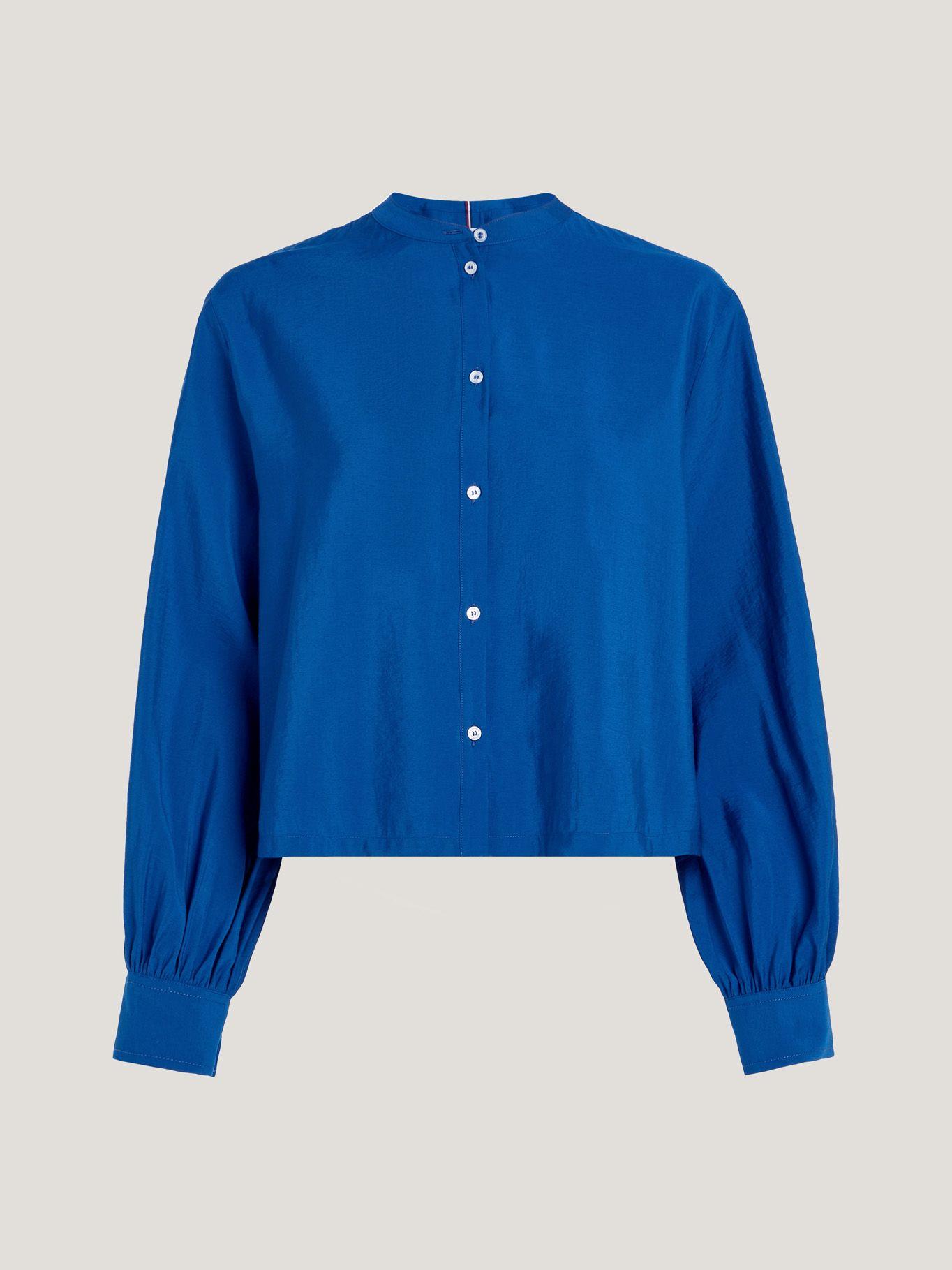 Camisa Sin Cuello Cropped Azul Tommy Hilfiger-5