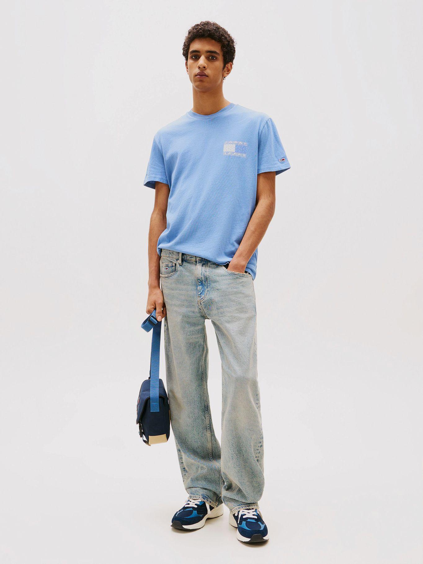 Polera Paisley Flag Logo Celeste Tommy Jeans-1