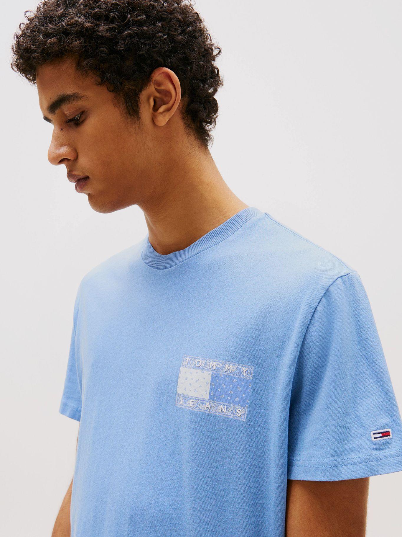 Polera Paisley Flag Logo Celeste Tommy Jeans-3