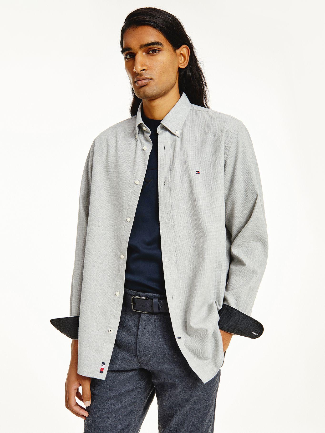 Camisa Dobby Regular Gris Tommy Hilfiger F2-0