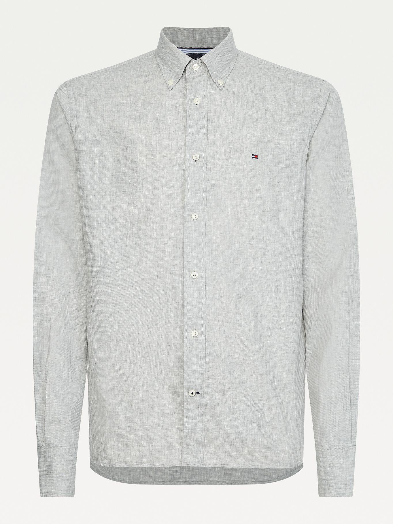 Camisa Dobby Regular Gris Tommy Hilfiger F2-3