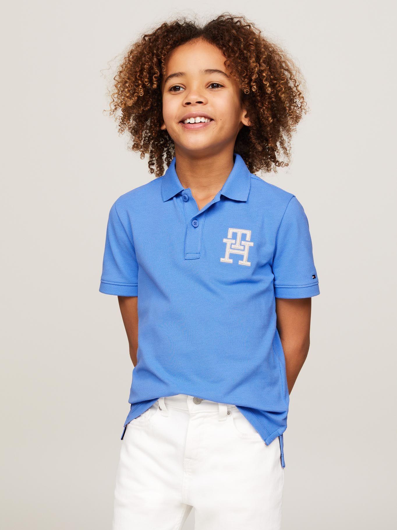 Polo Logo Monogram Bordado Celeste Tommy Hilfiger-0