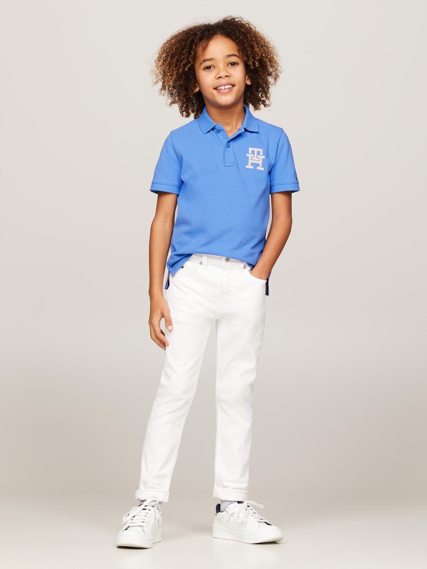 Polo Logo Monogram Bordado Celeste Tommy Hilfiger-1