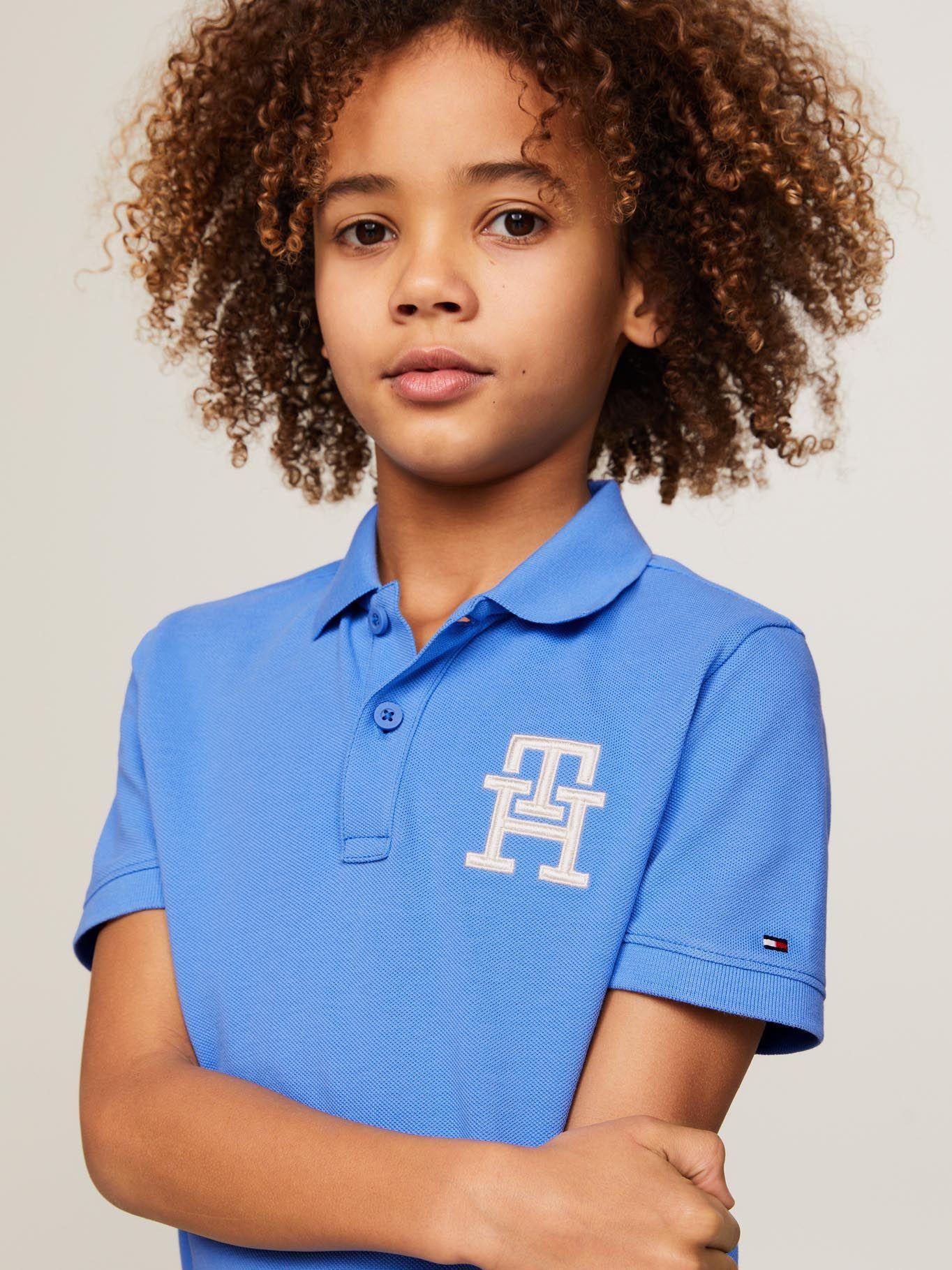 Polo Logo Monogram Bordado Celeste Tommy Hilfiger-3