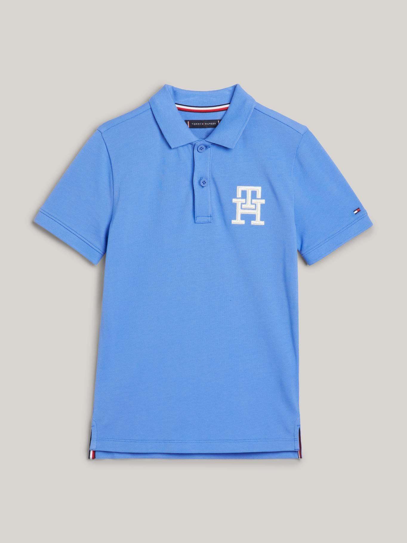 Polo Logo Monogram Bordado Celeste Tommy Hilfiger-4