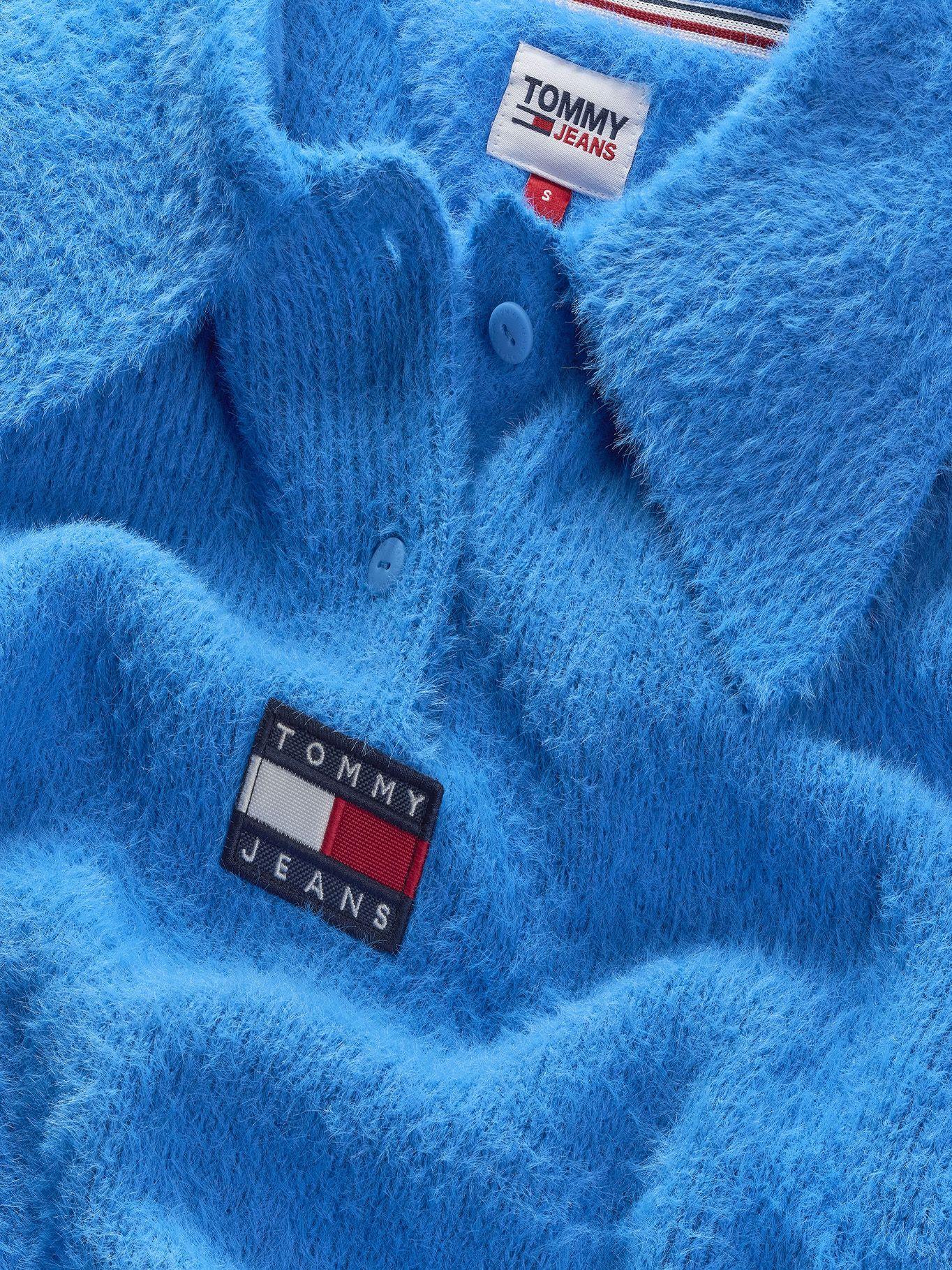 Sweater Polo Cropped Con Logo Celeste Tommy Hilfiger-2