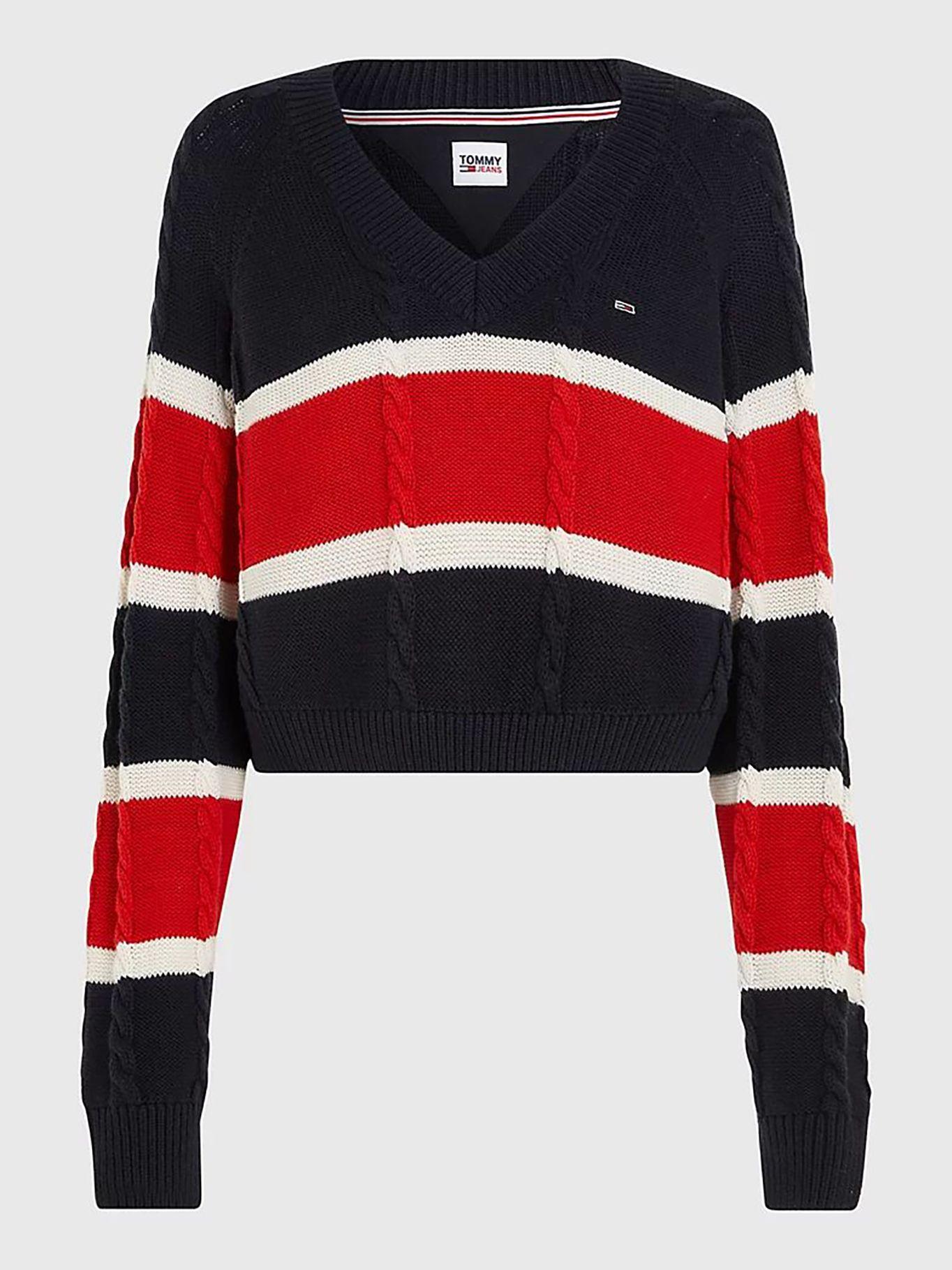 Sweater A Rayas Cropped Azul Tommy Jeans-4