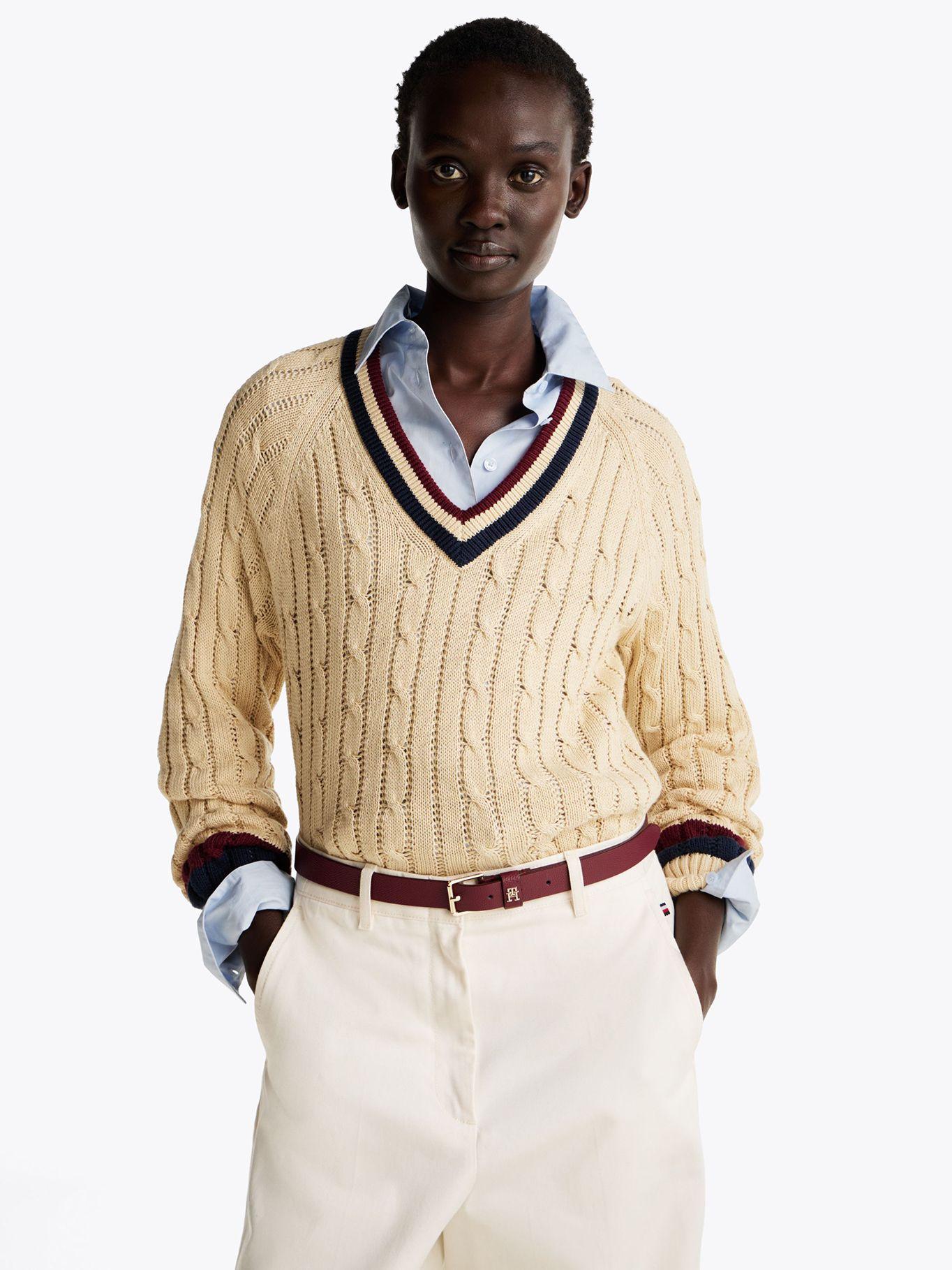 Sweater Varsity V-Neck Beige Tommy Hilfiger-0