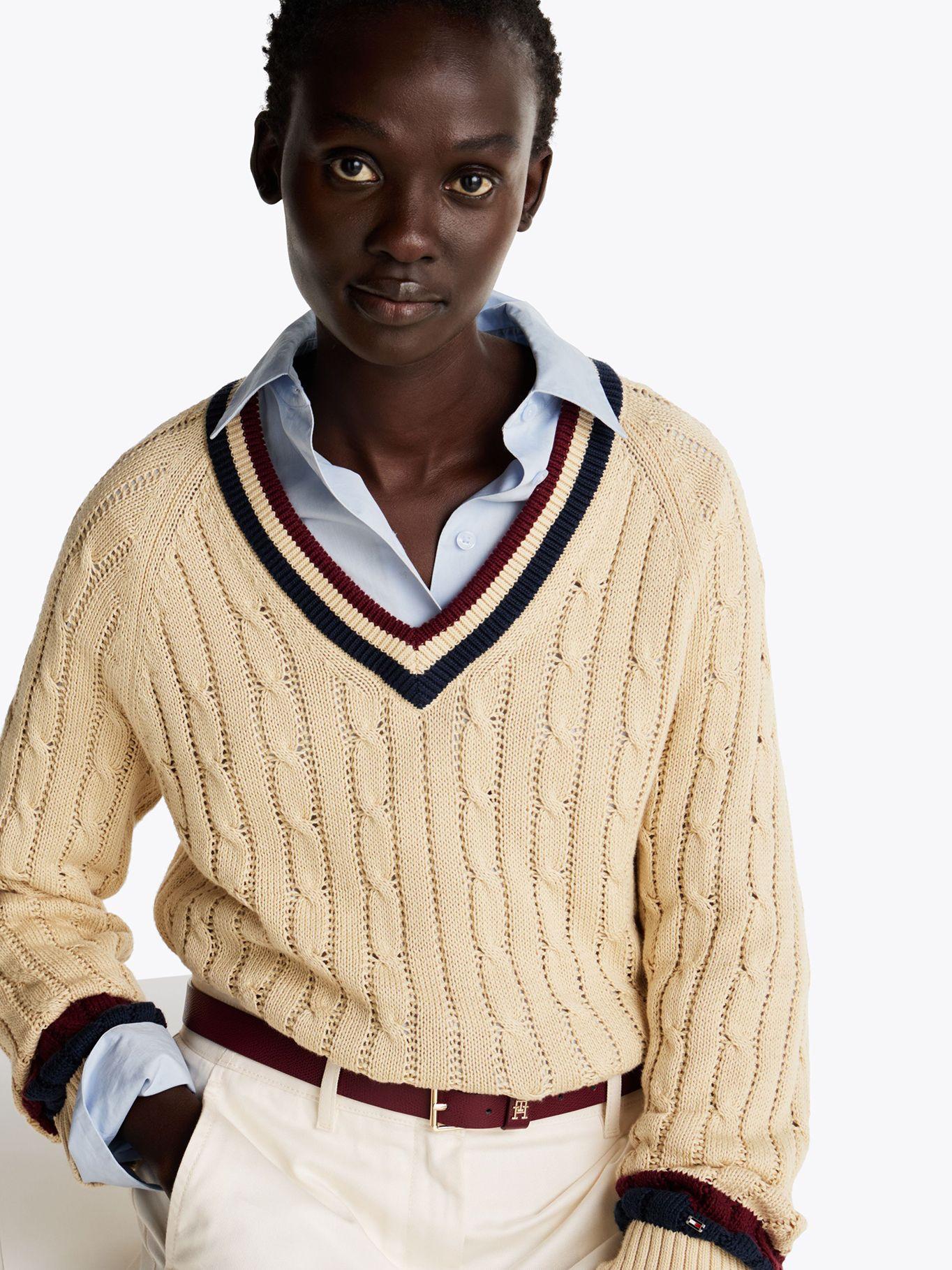Sweater Varsity V-Neck Beige Tommy Hilfiger-3