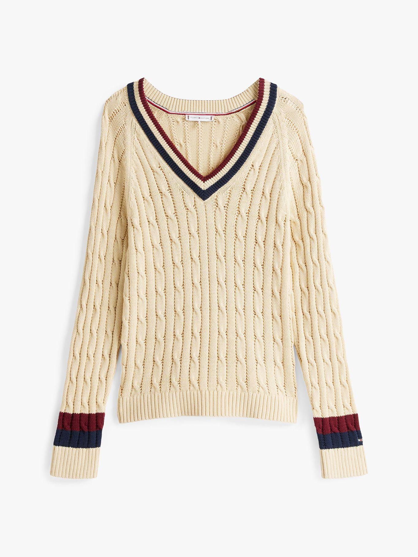 Sweater Varsity V-Neck Beige Tommy Hilfiger-4