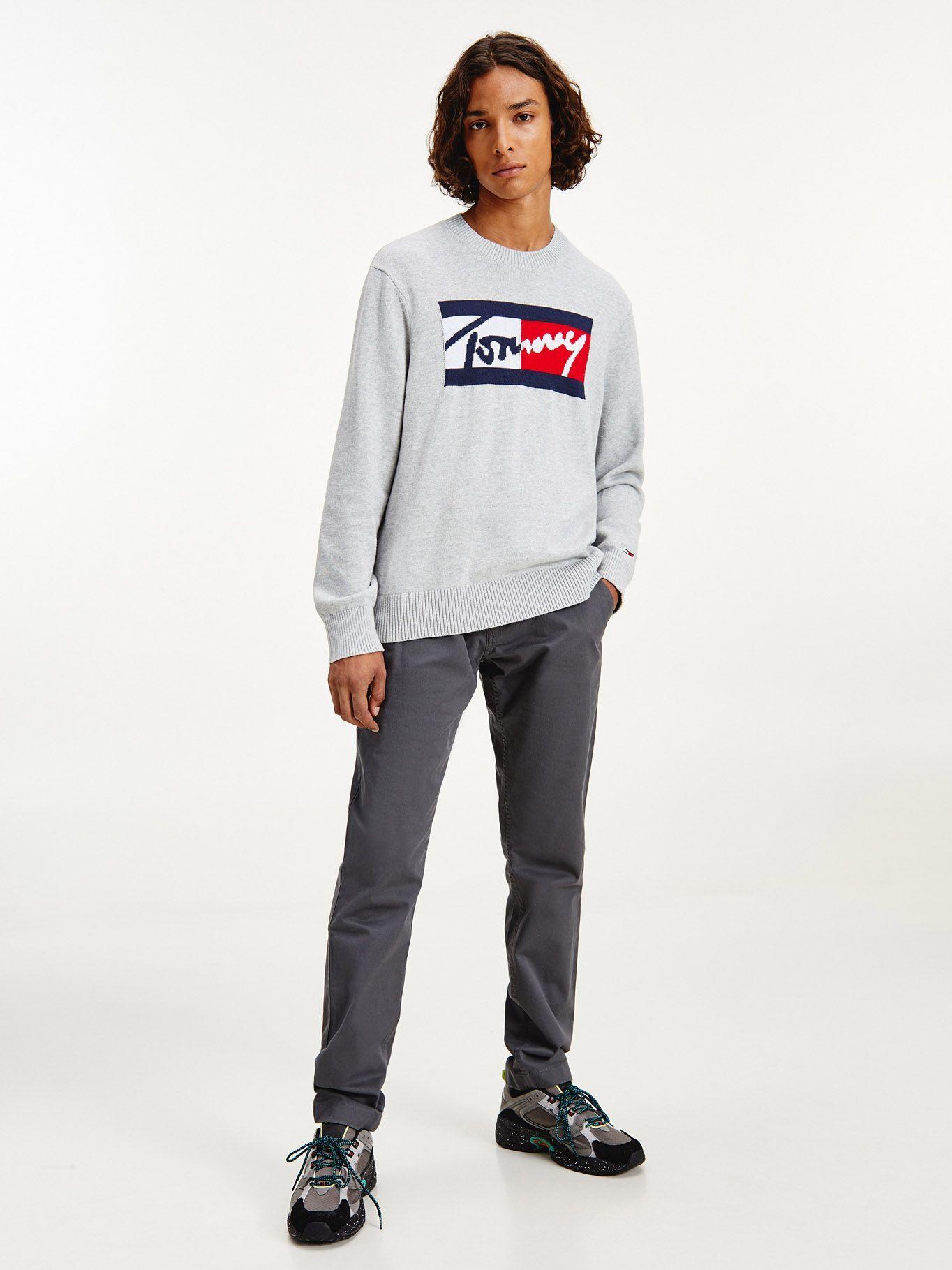 Sweater Branded C-Neck Gris Hombre Tommy Jeans-0