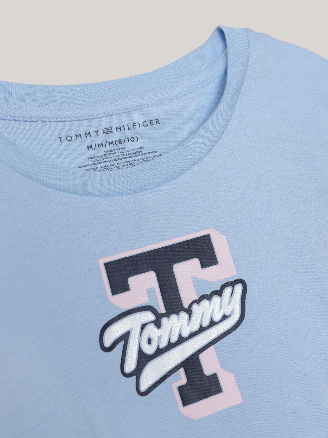 Polera De Niña Con Logo Script Celeste Tommy Hilfiger-3