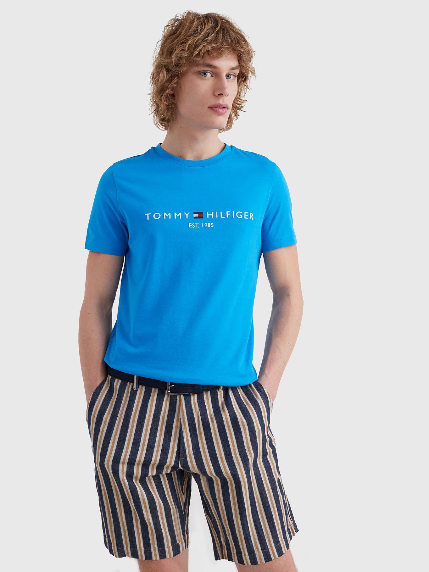 Polera  Logo Slim Fit Celeste CZW Tommy Hilfiger-0