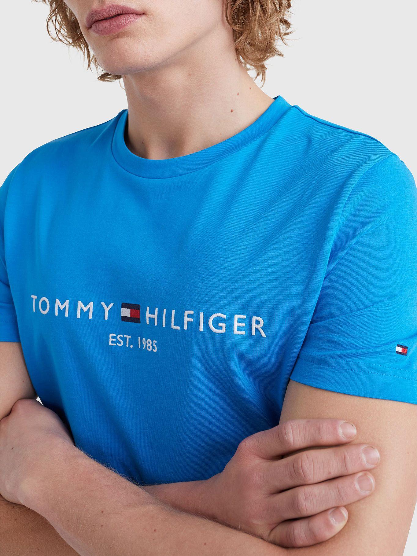 Polera  Logo Slim Fit Celeste CZW Tommy Hilfiger-2