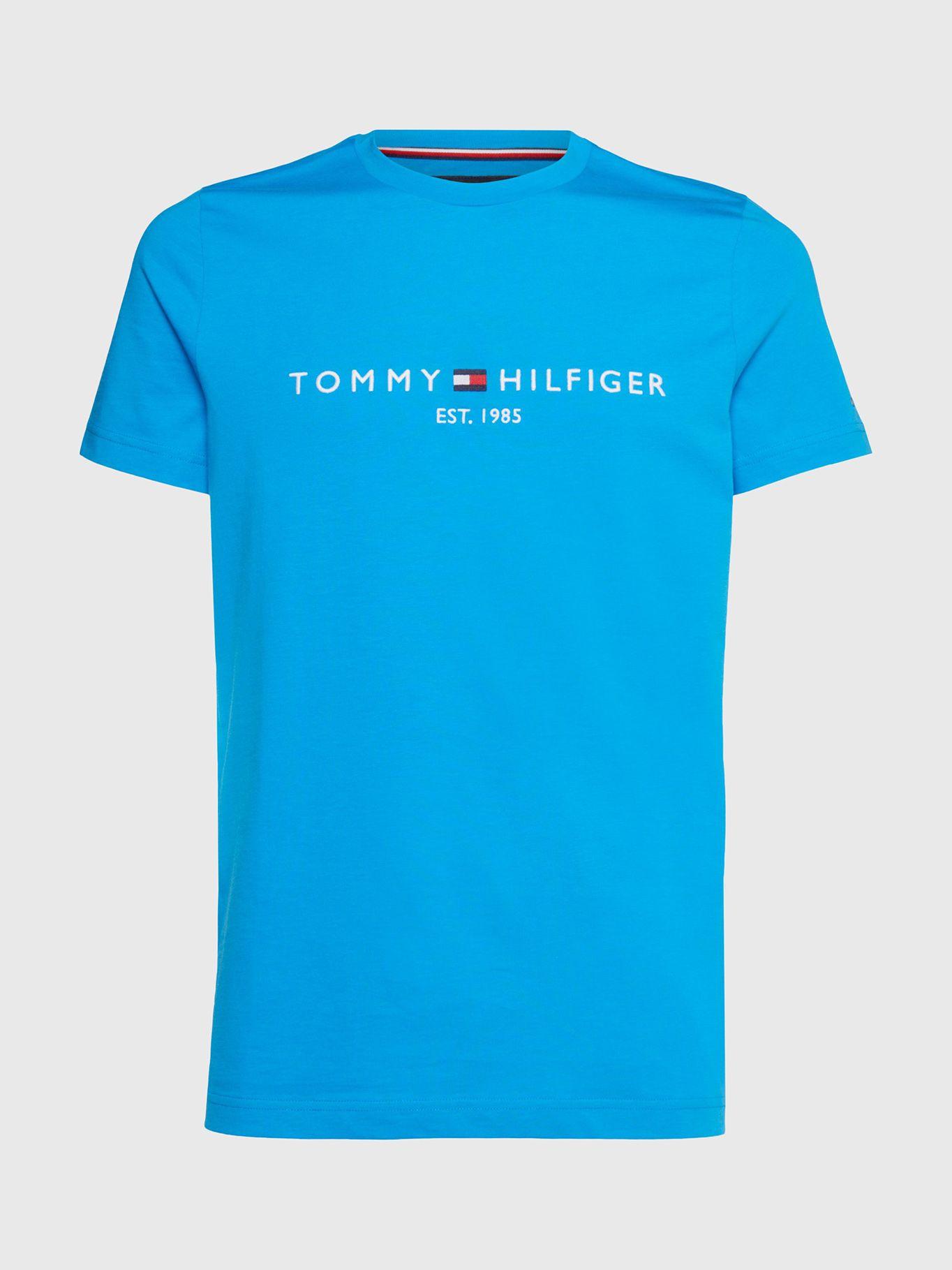 Polera  Logo Slim Fit Celeste CZW Tommy Hilfiger-3