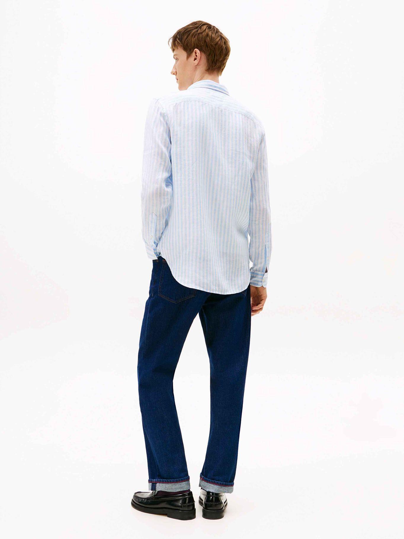 Camisa Linen Stripe Regular Fit Celeste Tommy Hilfiger-2