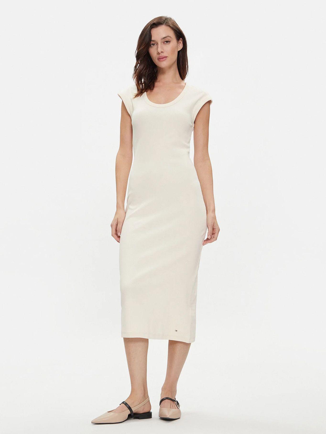 Vestido Mujer Solid Slim Fit Beige Tommy Hilfiger-0