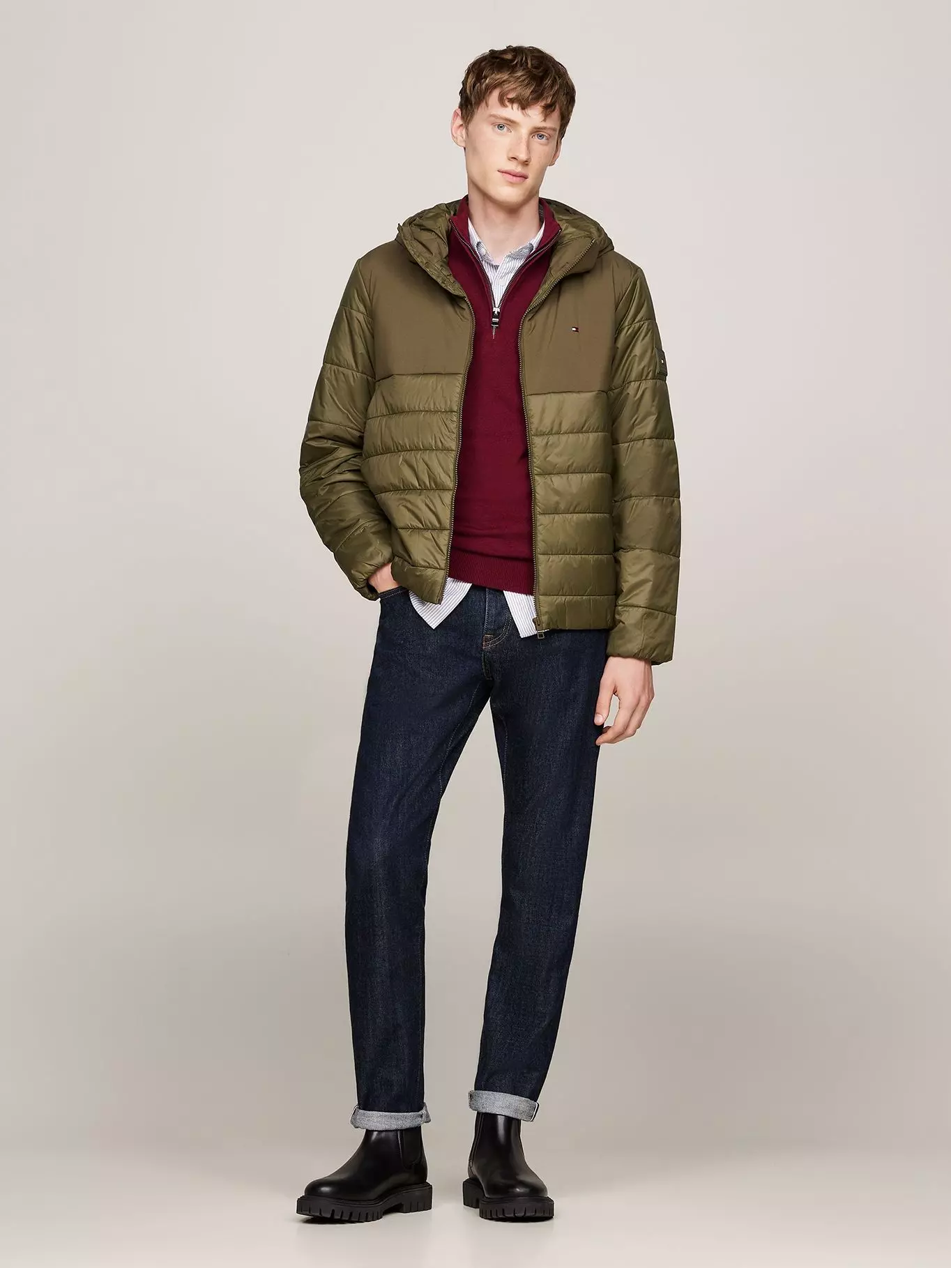 Parka Mixed Media Solid Verde Tommy Hilfiger-1