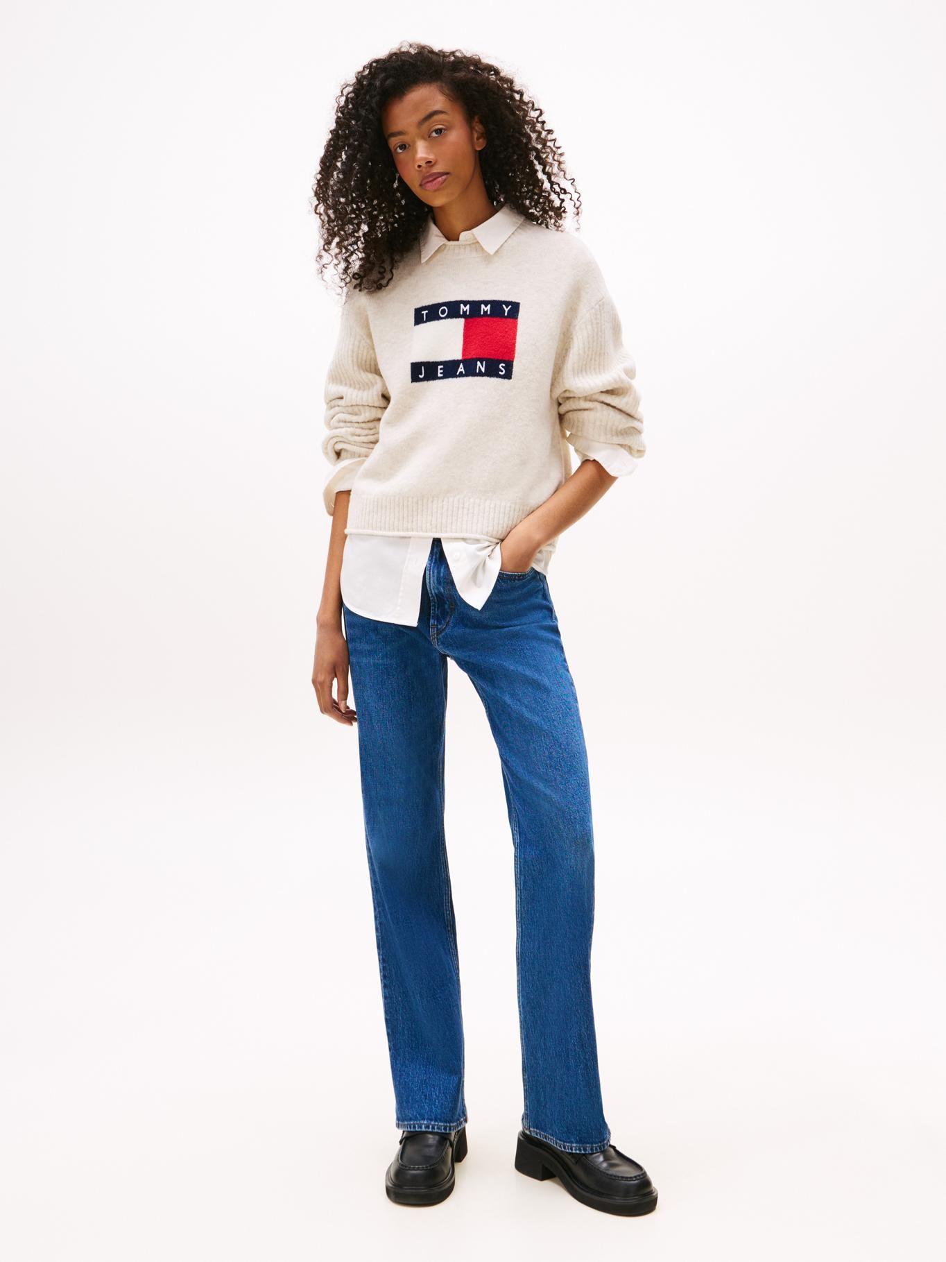 Sweater Jaspeado Con Logo Blanco Tommy Jeans-1