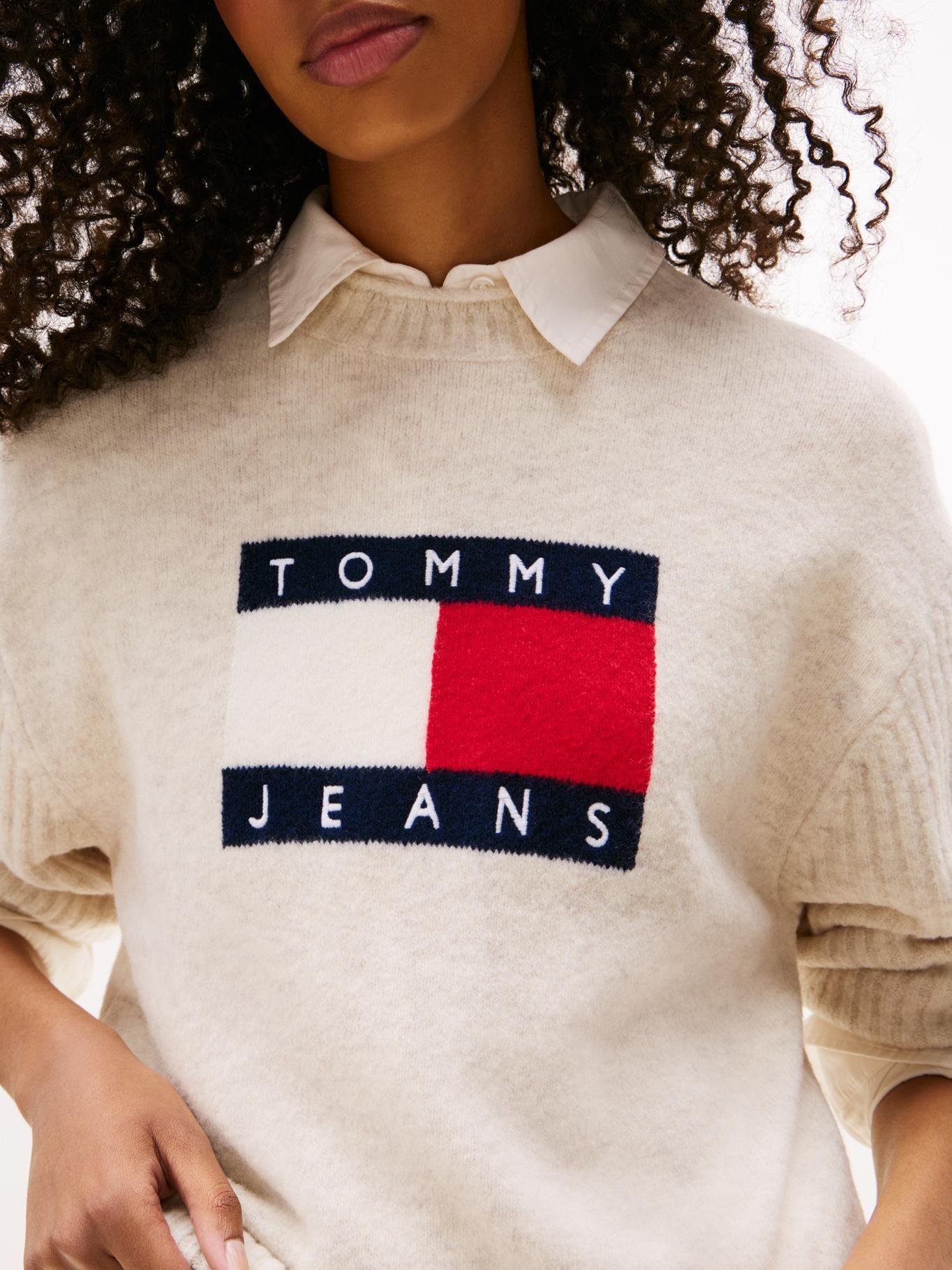 Sweater Jaspeado Con Logo Blanco Tommy Jeans-3