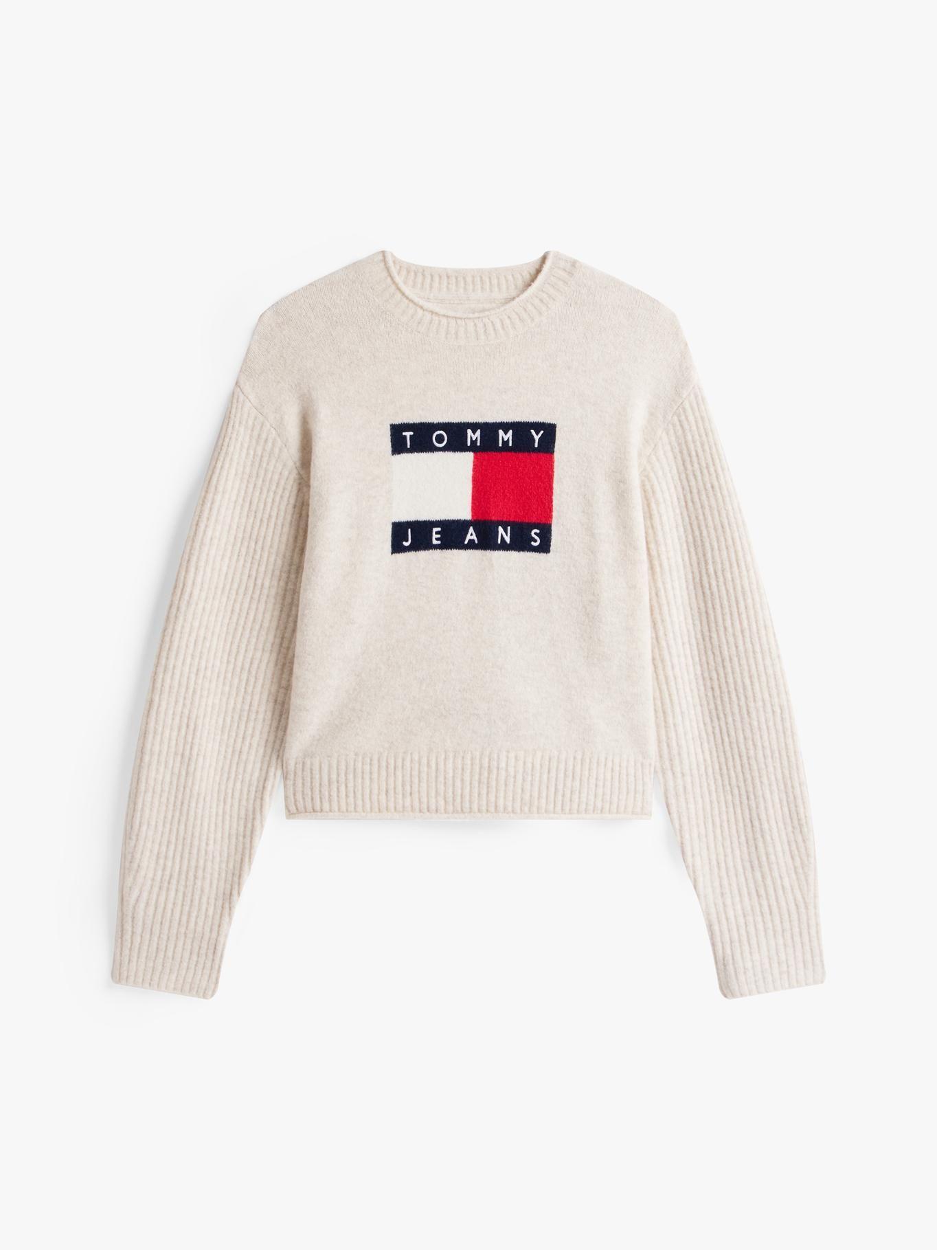 Sweater Jaspeado Con Logo Blanco Tommy Jeans-4
