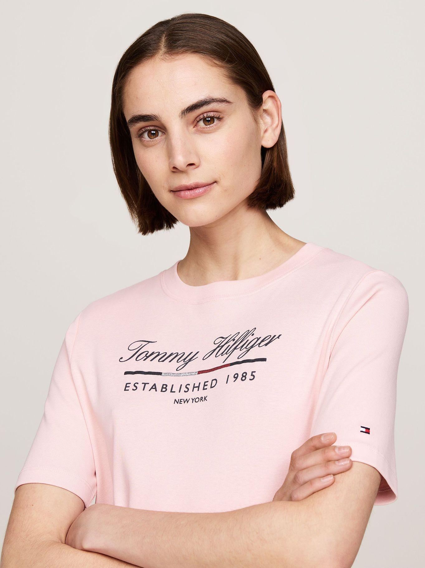 Vestido Con Logo Gráfico Script Rosado Tommy Hilfiger-3