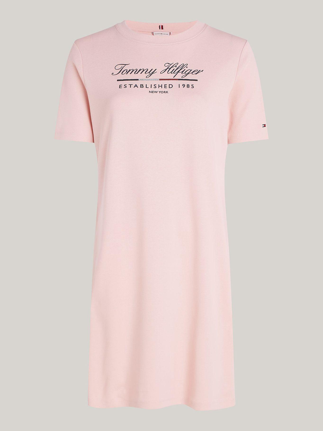 Vestido Con Logo Gráfico Script Rosado Tommy Hilfiger-4