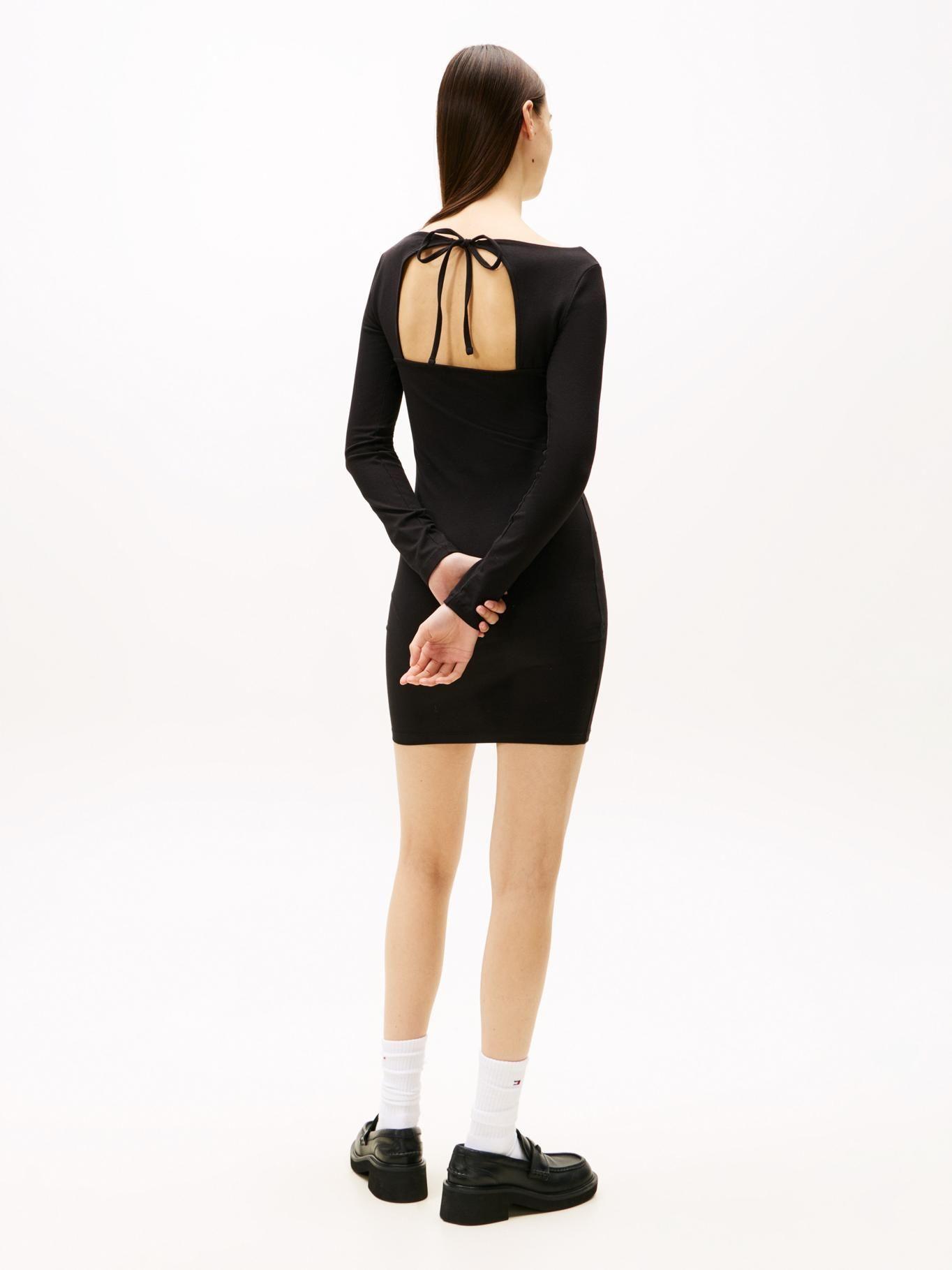 Vestido Con Cuello Anudable Negro Tommy Jeans-1