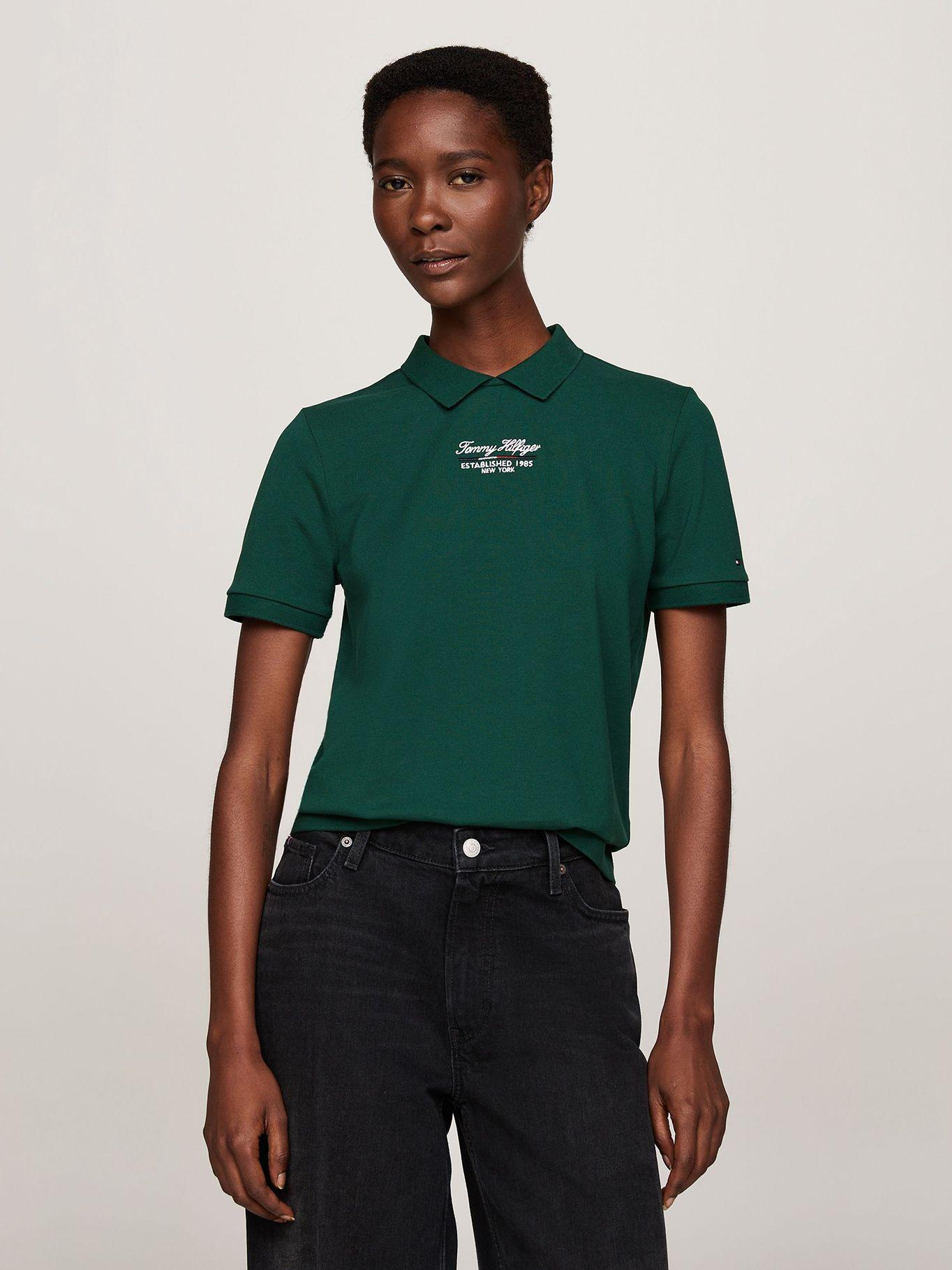 Polo Con Logo Script Regular Fit Verde Tommy Hilfiger-0
