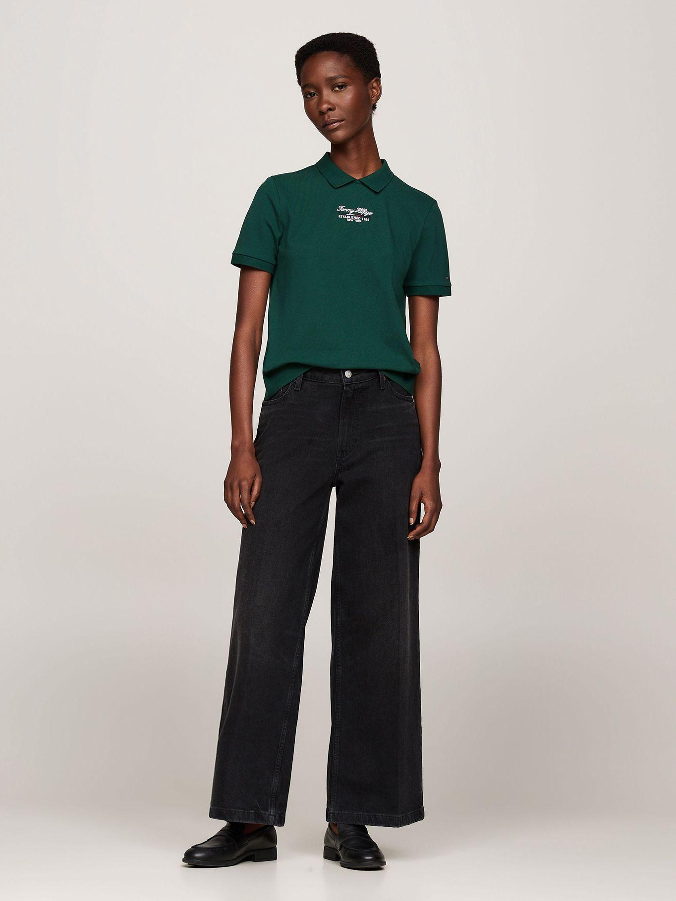 Polo Con Logo Script Regular Fit Verde Tommy Hilfiger-1