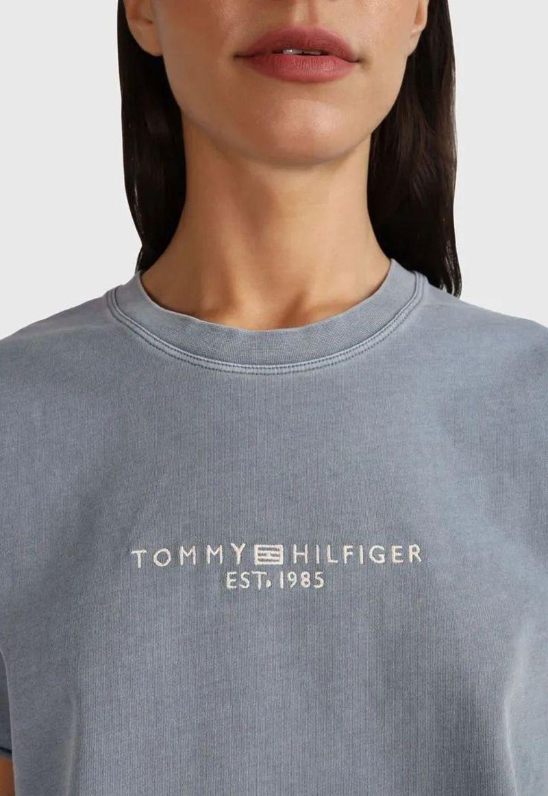 Polera Corte Cropped Con Logo Gris Tommy Hilfiger-3