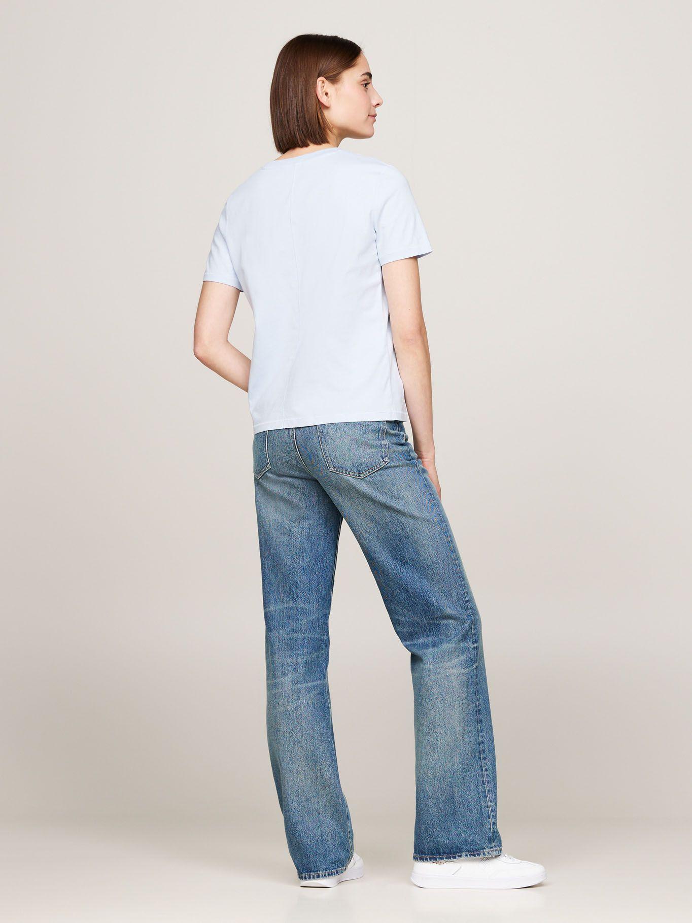 Polera Con Logo Script Bordado Celeste Tommy Hilfiger-2