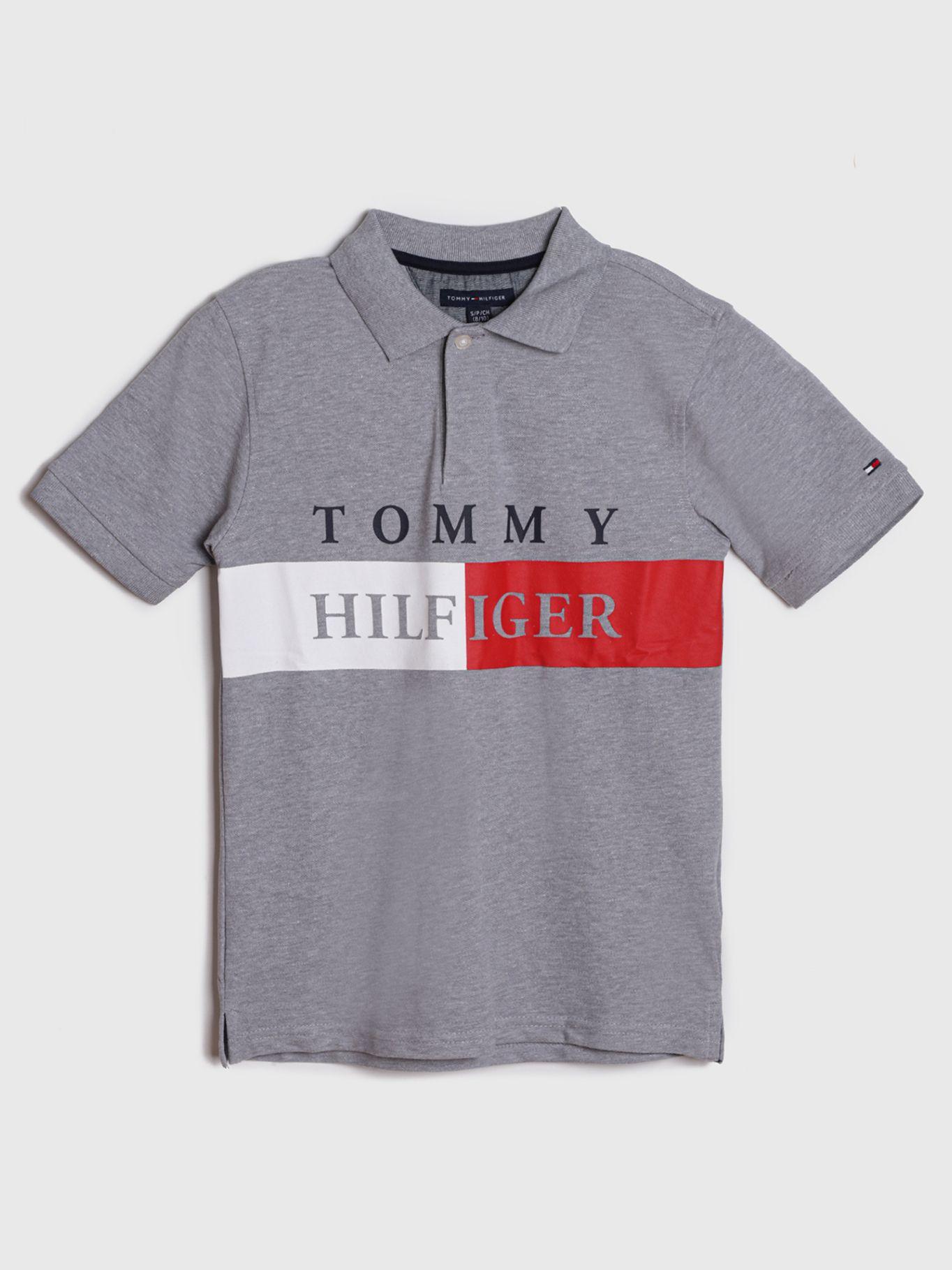 Polo Split Stripe Logo Gris Tommy Hilfiger-0
